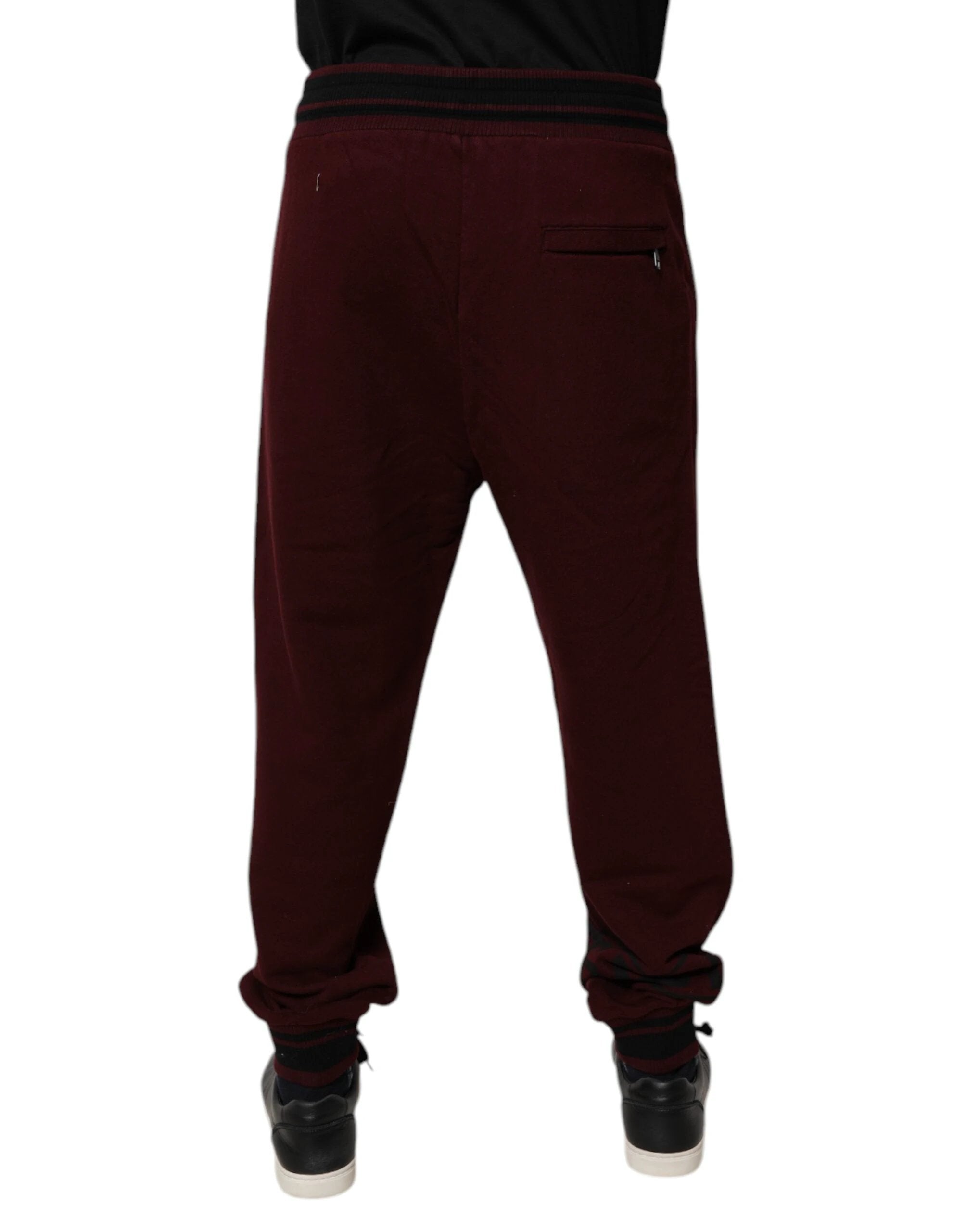 Dolce & Gabbana Maroon Cotton Men Jogger Sweatpants Pants by Dolce & Gabbana