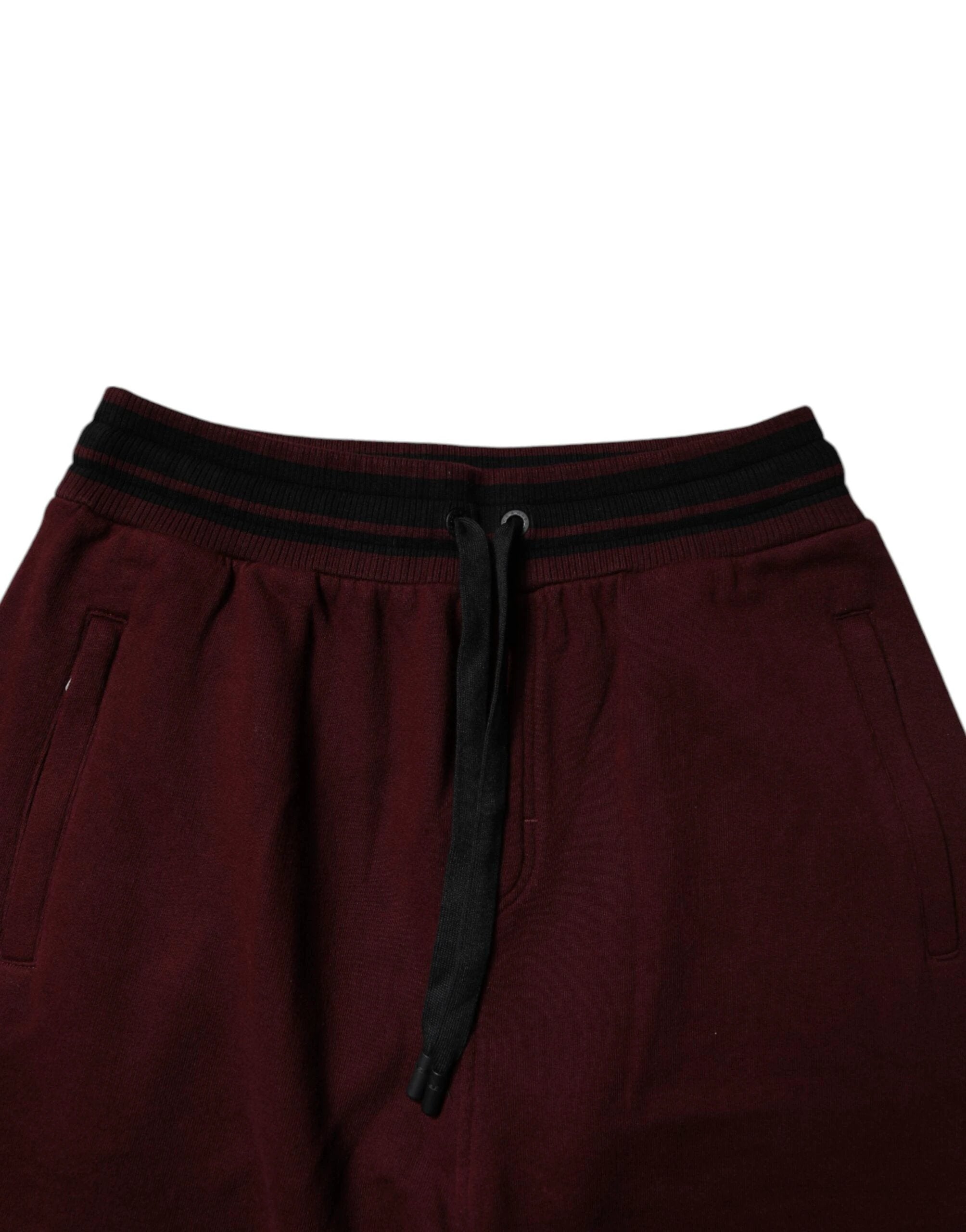 Dolce & Gabbana Maroon Cotton Men Jogger Sweatpants Pants by Dolce & Gabbana