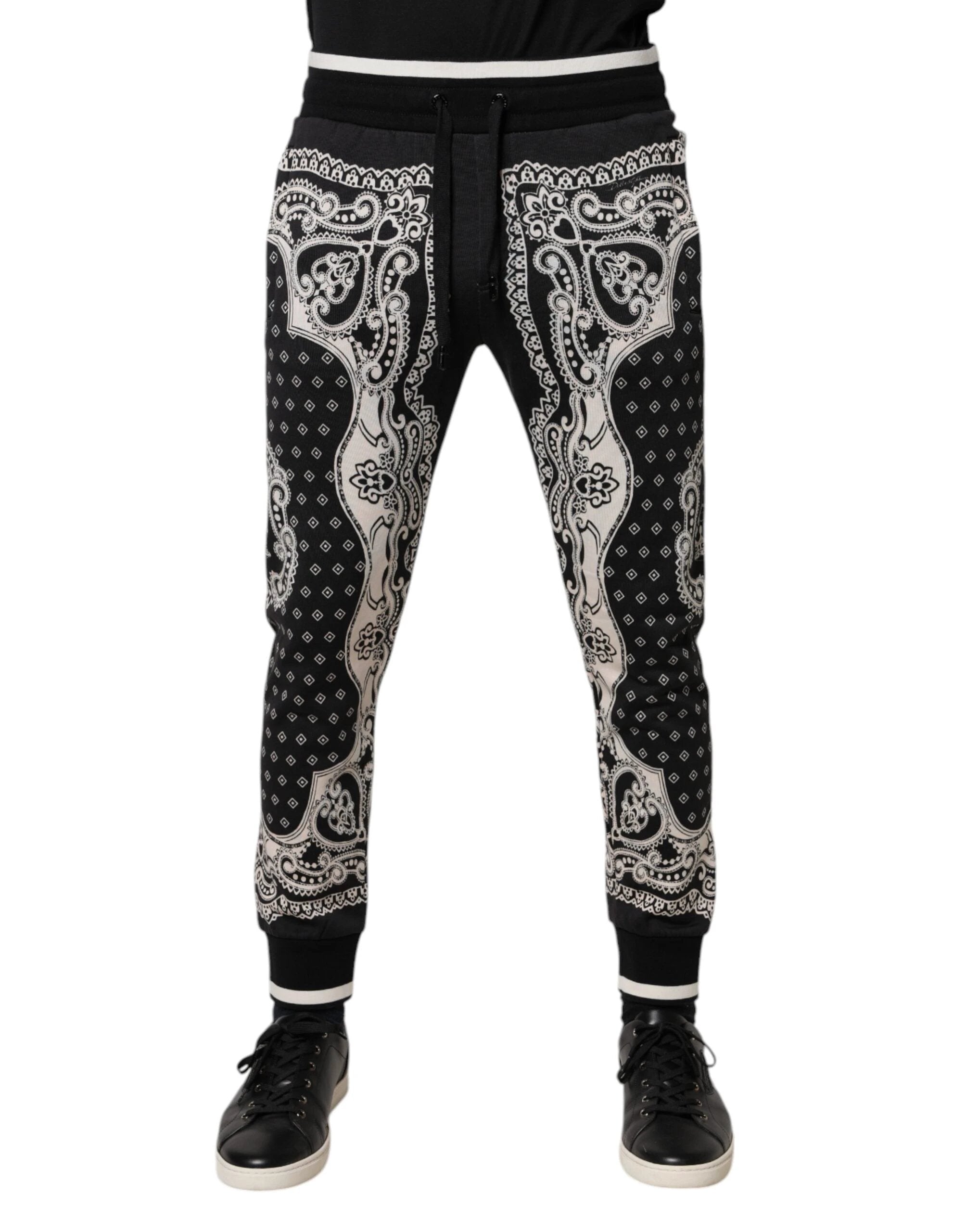 Dolce & Gabbana Black Cotton Bandana Jogger Sweatpants Pants by Dolce & Gabbana