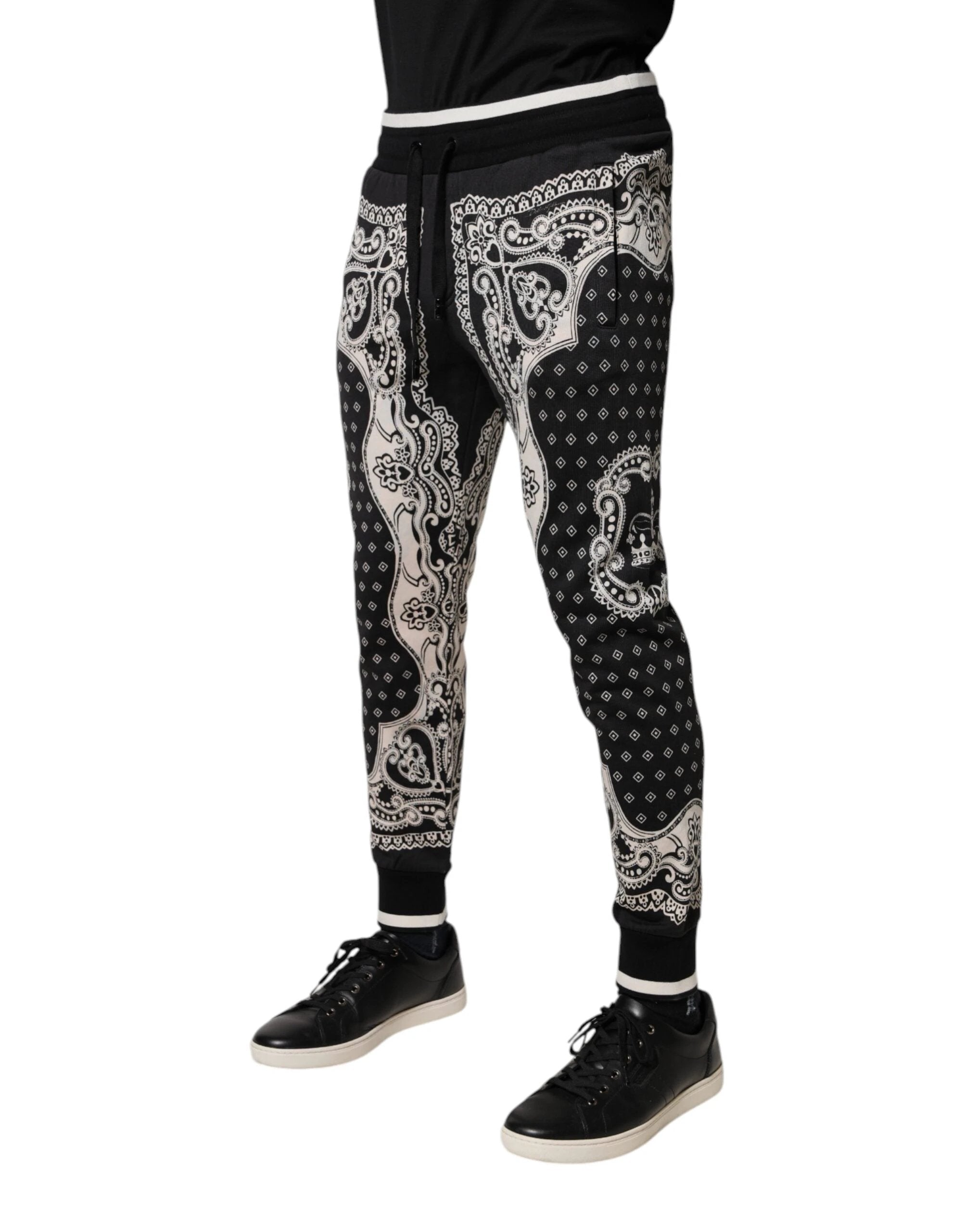 Dolce & Gabbana Black Cotton Bandana Jogger Sweatpants Pants by Dolce & Gabbana