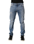 Dolce & Gabbana Blue Distressed Cotton Slim Men Denim Jeans by Dolce & Gabbana