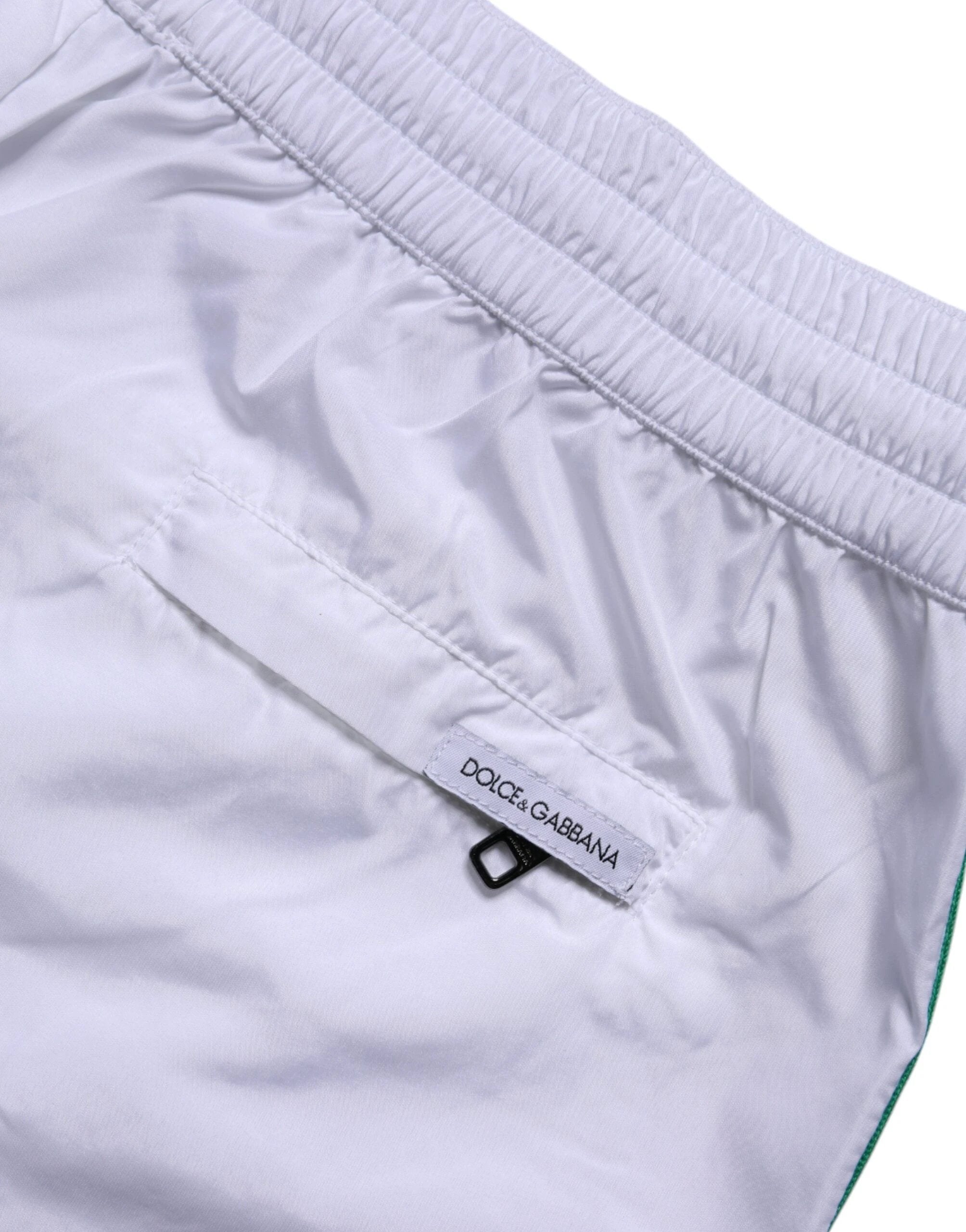 Dolce & Gabbana White Logo Polyester Men Beachwear Swimwear by Dolce & Gabbana