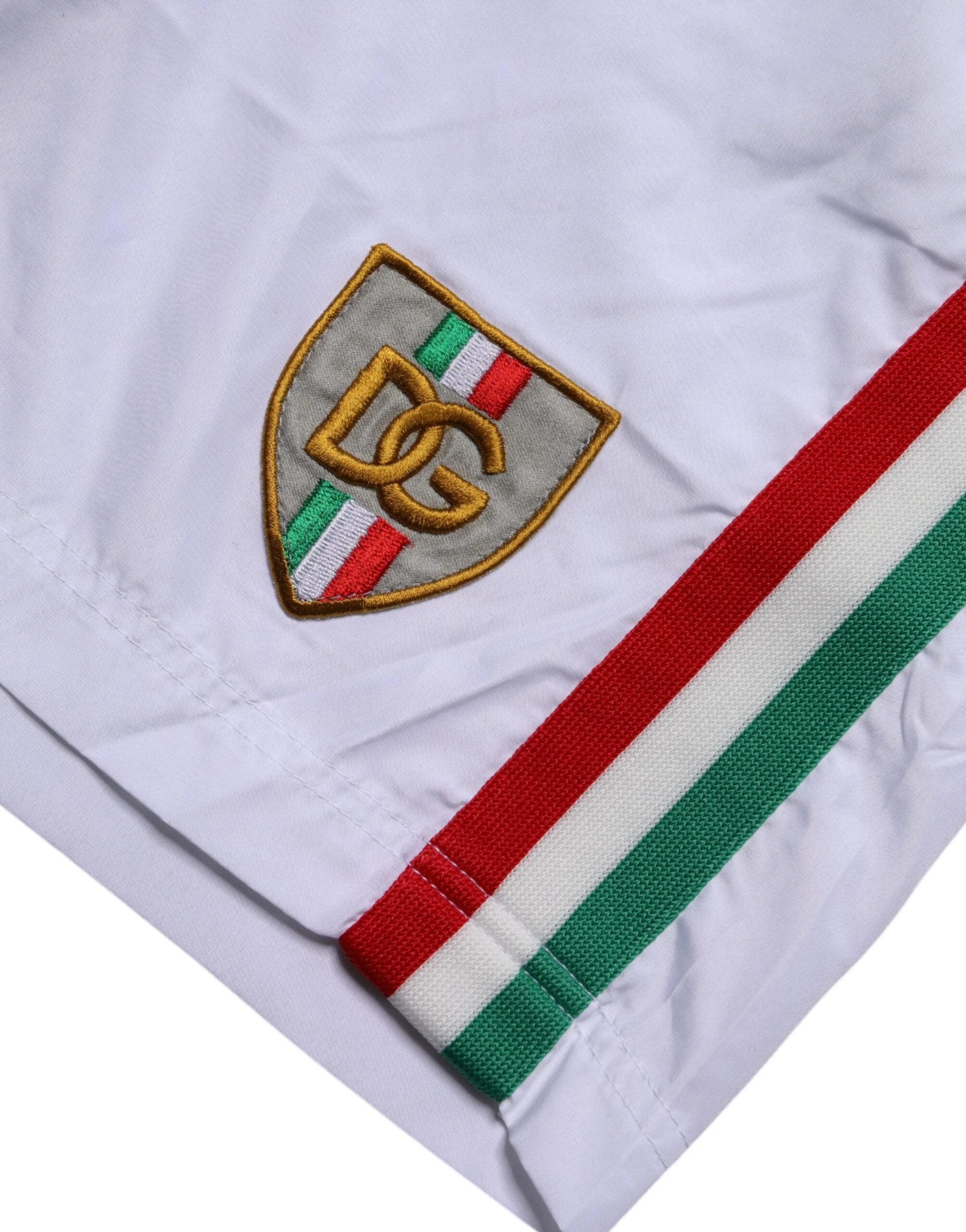 Dolce & Gabbana White Logo Polyester Men Beachwear Swimwear by Dolce & Gabbana