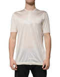 Dolce & Gabbana Off White Silk Henley Short Sleeves T-Shirt by Dolce & Gabbana