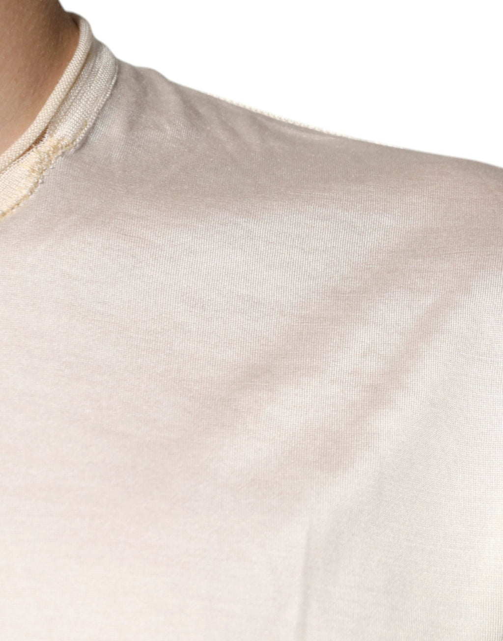 Dolce & Gabbana Off White Silk Henley Short Sleeves T-Shirt by Dolce & Gabbana