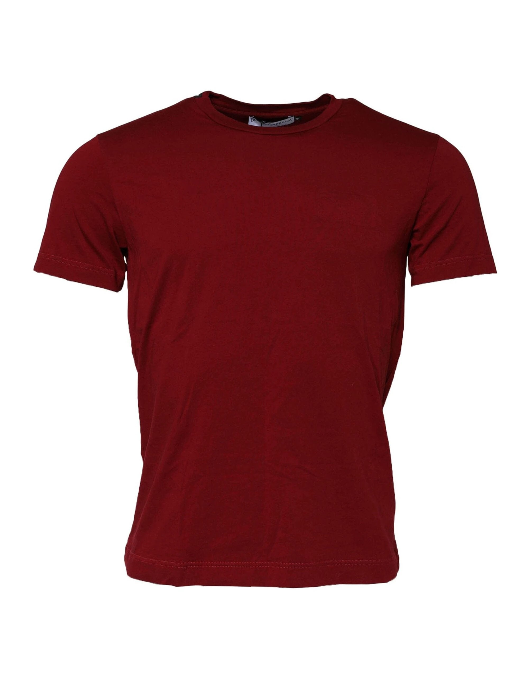 Dolce & Gabbana Maroon Cotton Crew Neck Short Sleeves T-Shirt by Dolce & Gabbana