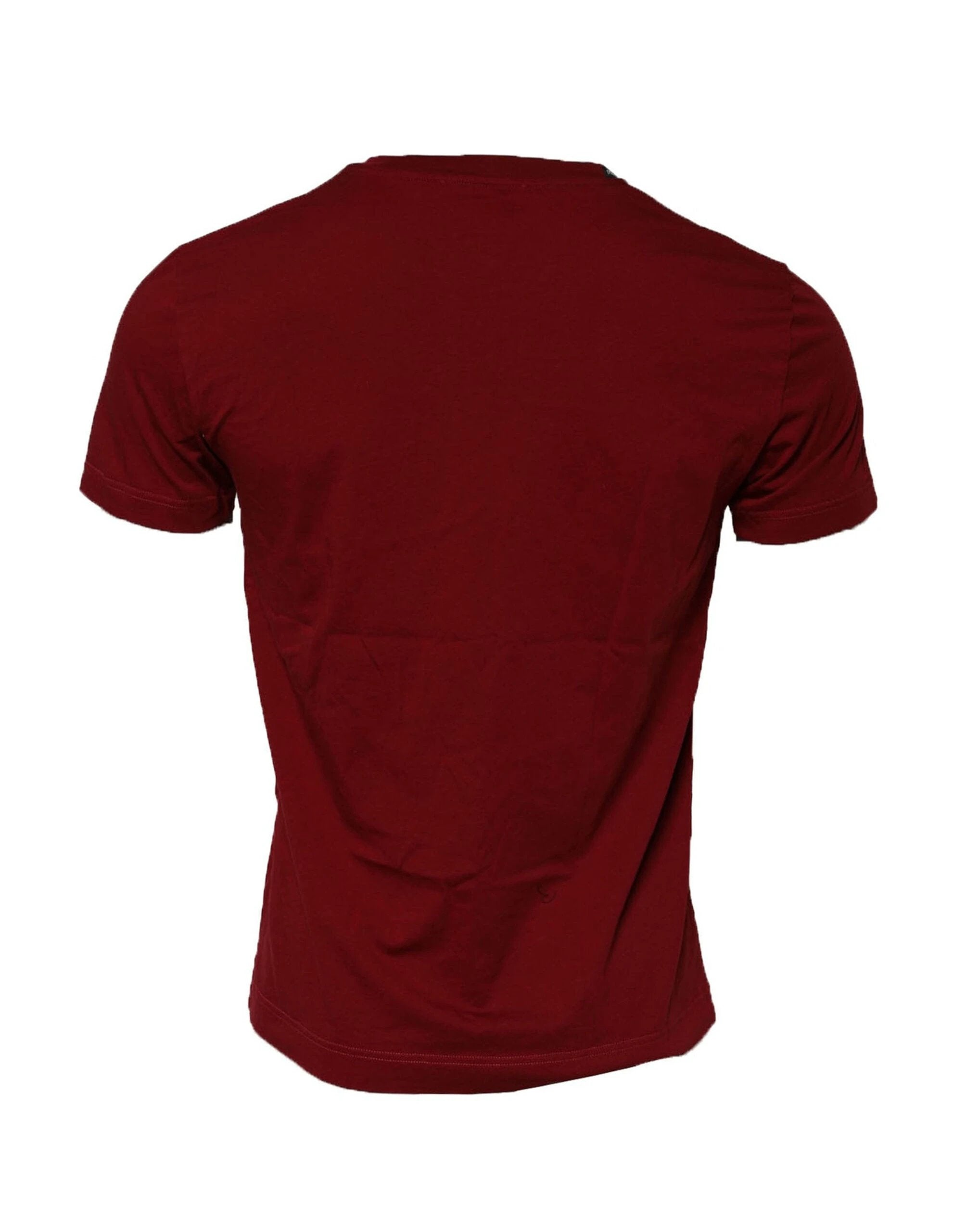 Dolce & Gabbana Maroon Cotton Crew Neck Short Sleeves T-Shirt by Dolce & Gabbana