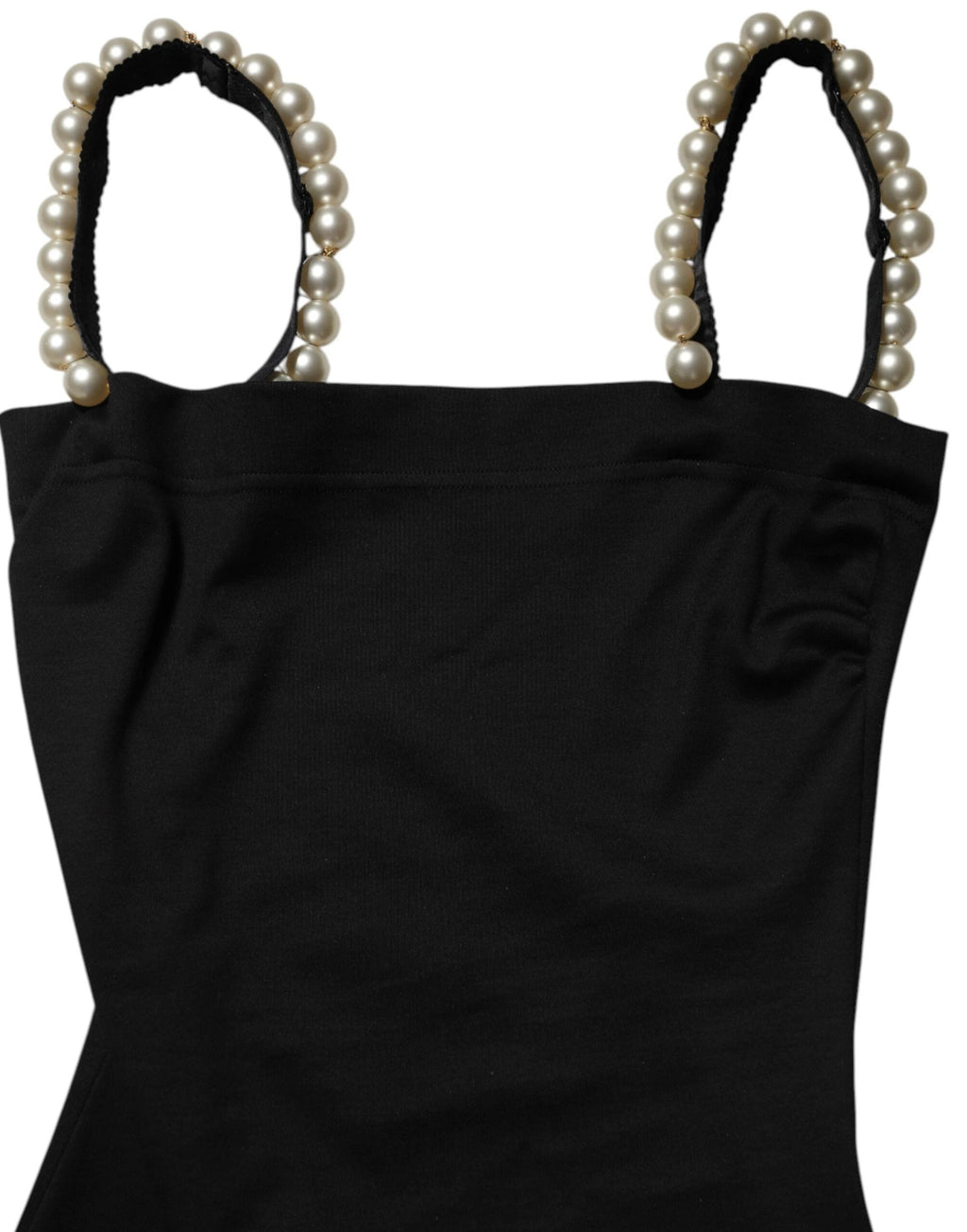Dolce & Gabbana Black Faux Pearl Cotton Sheath Mini Dress by Dolce & Gabbana