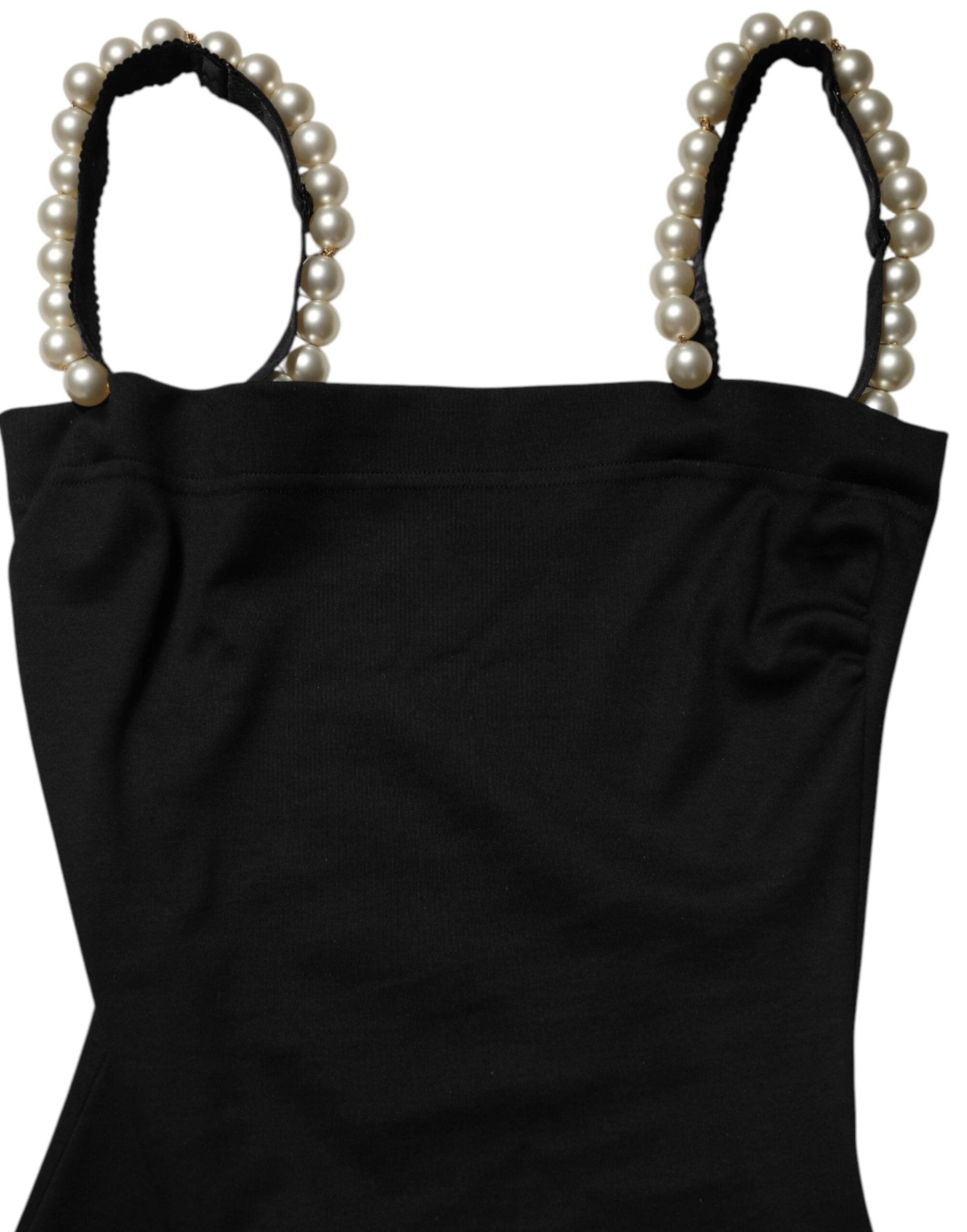 Dolce & Gabbana Black Faux Pearl Cotton Sheath Mini Dress by Dolce & Gabbana