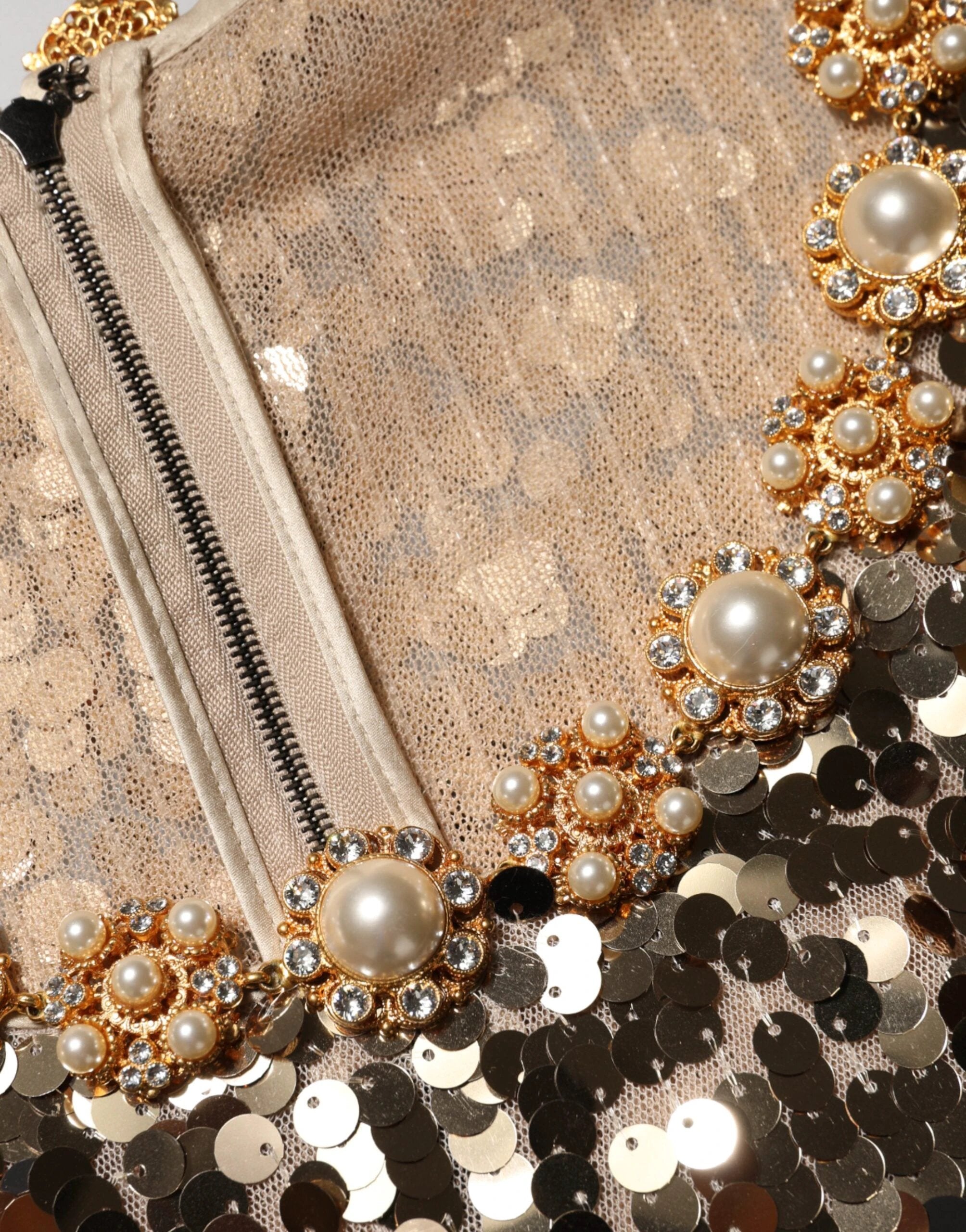 Dolce & Gabbana Gold Sequined Nylon A-line Sheath Mini Dress by Dolce & Gabbana
