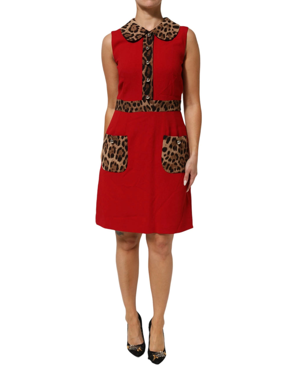 Dolce & Gabbana Red Leopard Viscose Sheath A-line Dress by Dolce & Gabbana