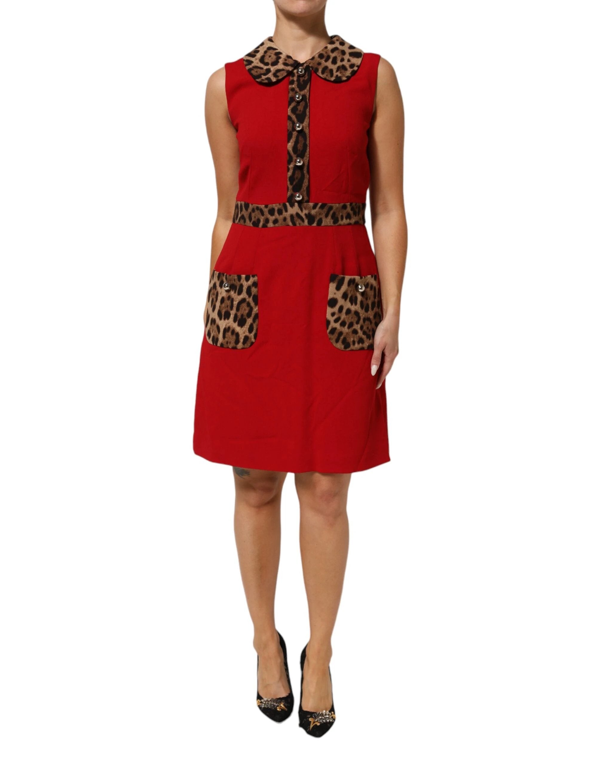 Dolce & Gabbana Red Leopard Viscose Sheath A-line Dress by Dolce & Gabbana
