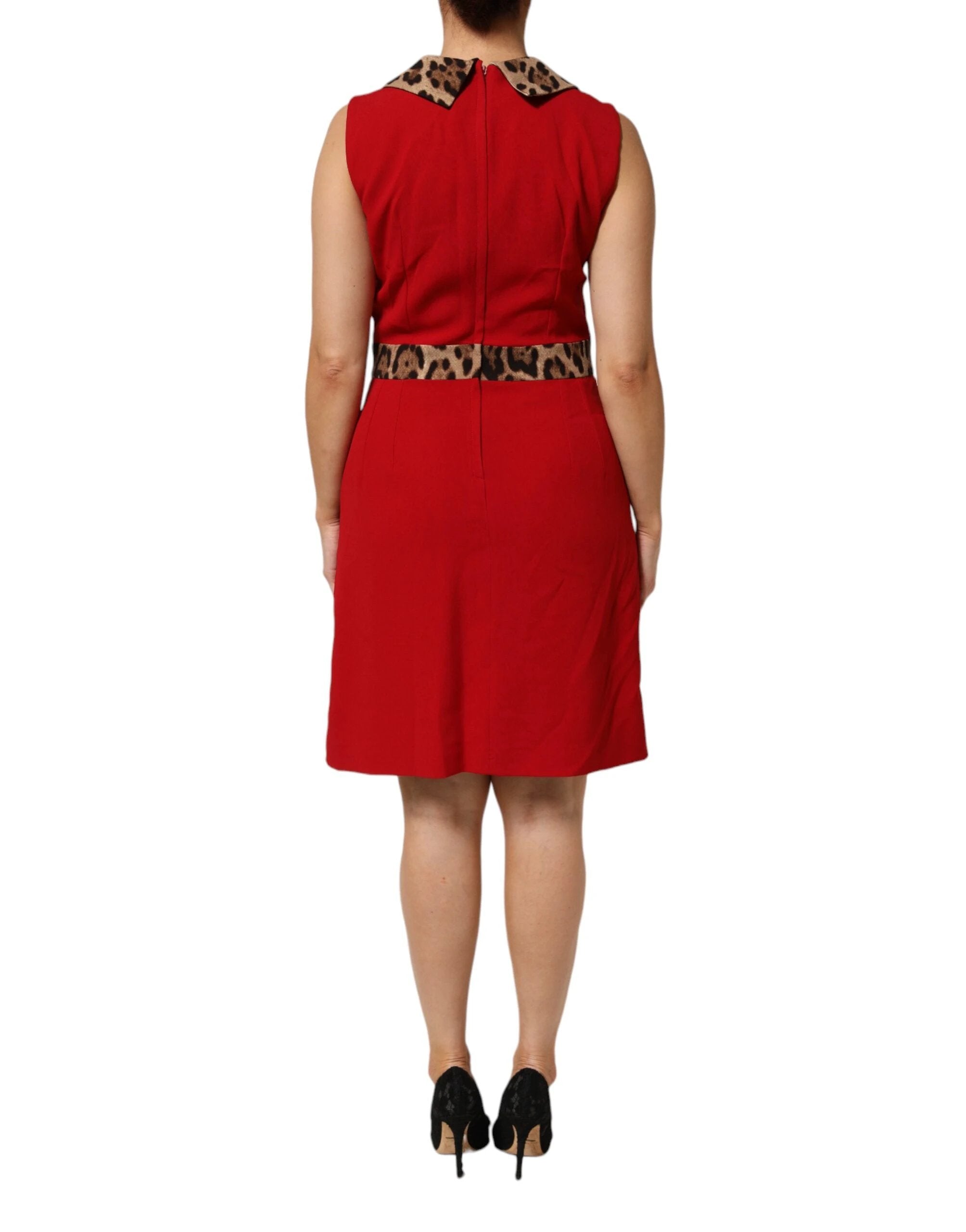 Dolce & Gabbana Red Leopard Viscose Sheath A-line Dress by Dolce & Gabbana