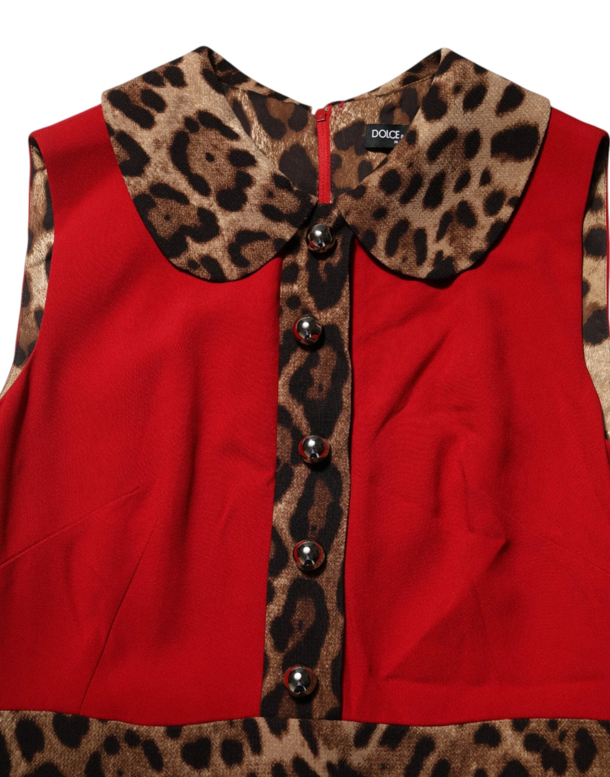 Dolce & Gabbana Red Leopard Viscose Sheath A-line Dress by Dolce & Gabbana