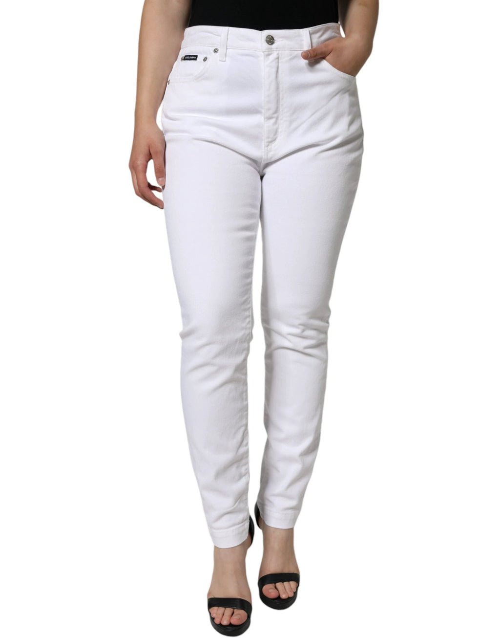 Dolce & Gabbana White AUDREY Cotton Logo Skinny Denim Jeans by Dolce & Gabbana