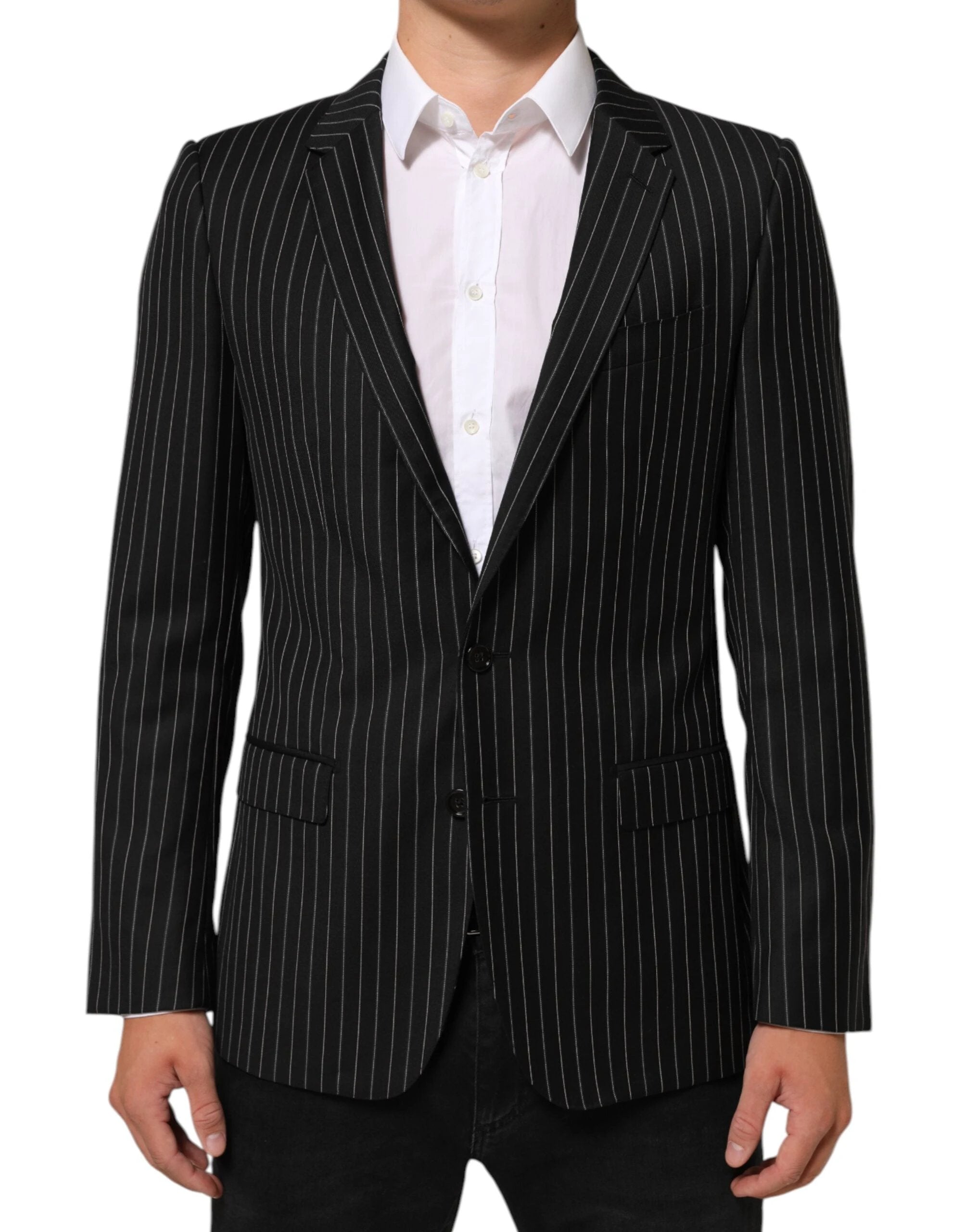 Dolce & Gabbana Black Stripes MARTINI 1 Button Suit Blazer by Dolce & Gabbana