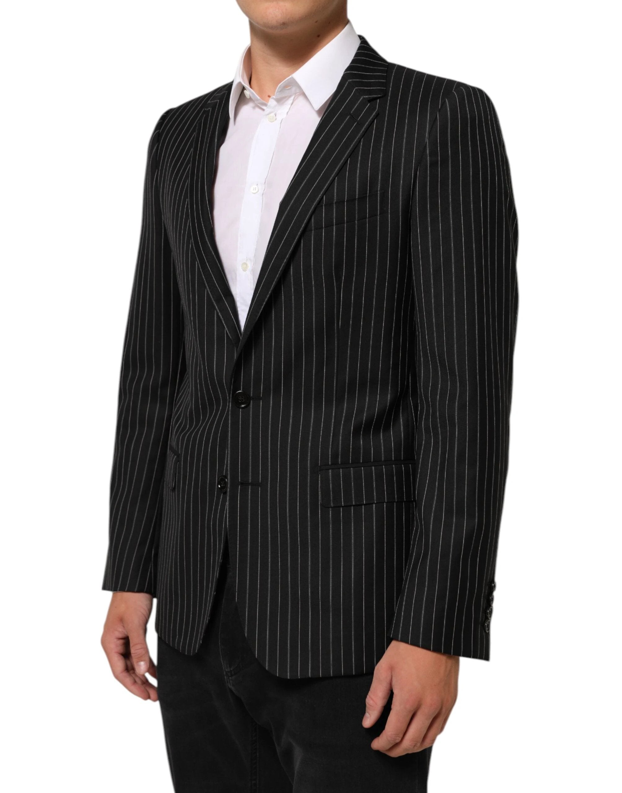 Dolce & Gabbana Black Stripes MARTINI 1 Button Suit Blazer by Dolce & Gabbana