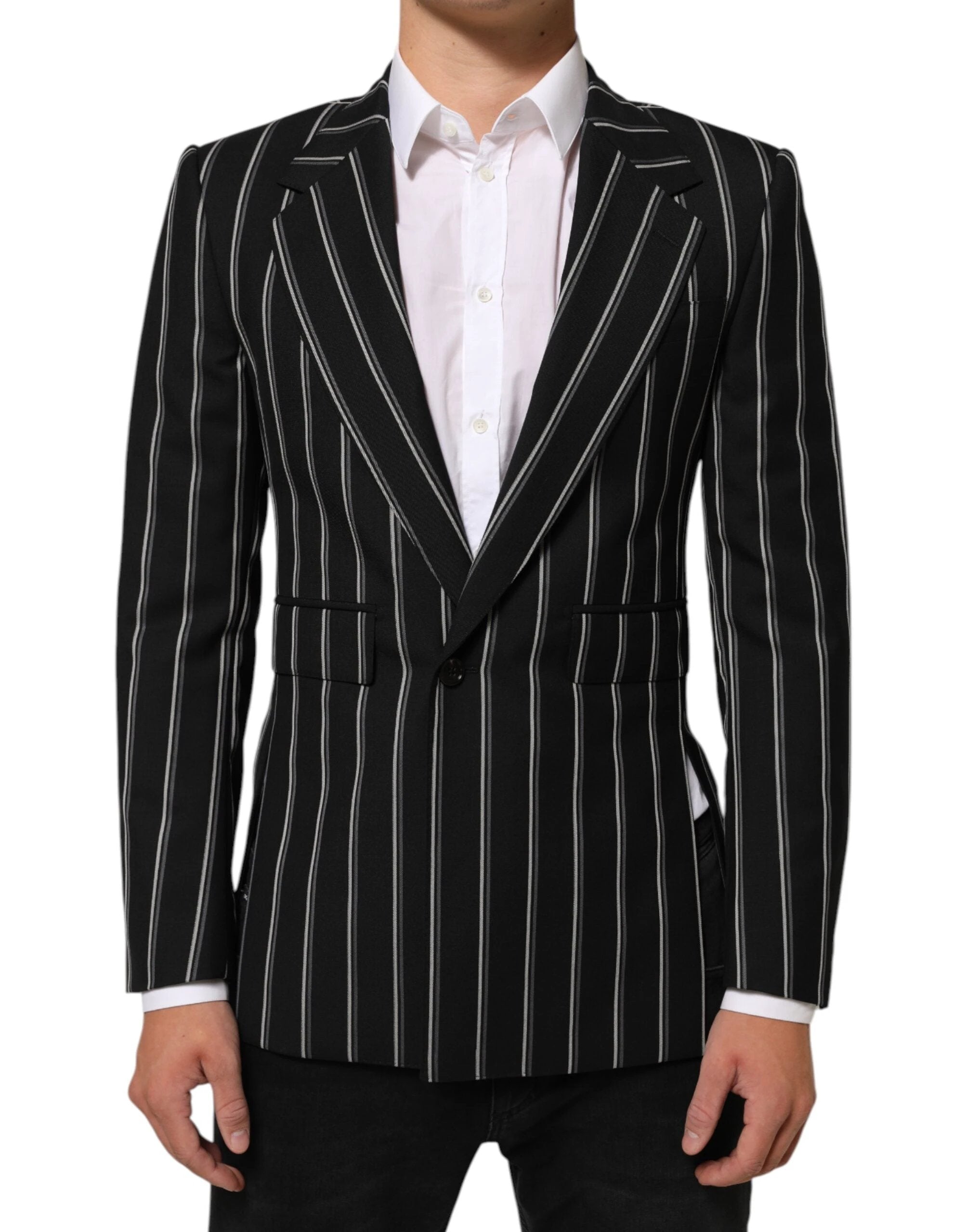 Dolce & Gabbana Black Stripes SICILIA 1 Button Suit Blazer by Dolce & Gabbana