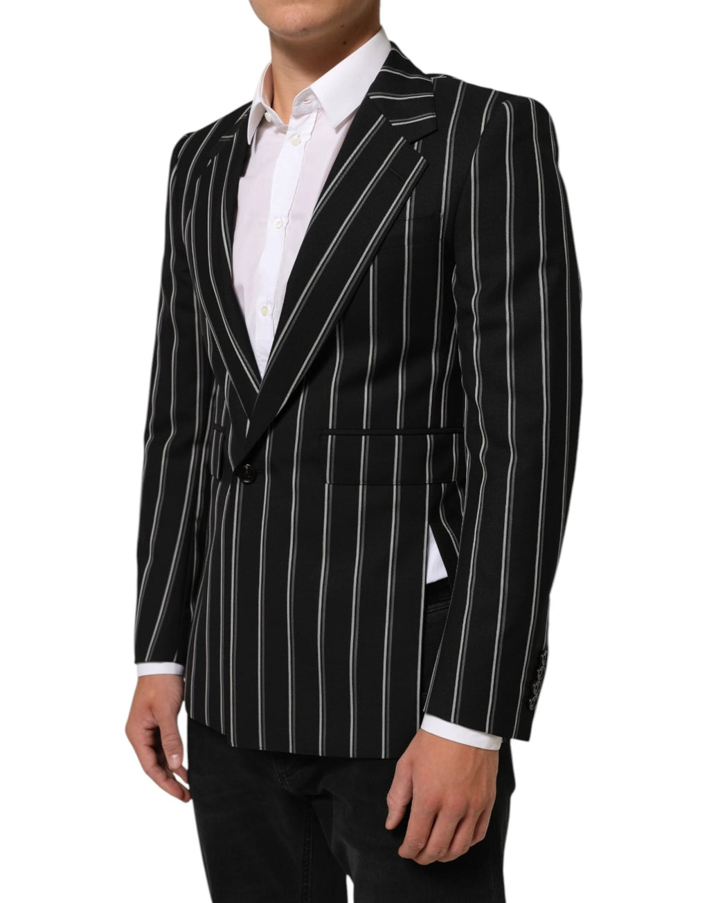 Dolce & Gabbana Black Stripes SICILIA 1 Button Suit Blazer by Dolce & Gabbana