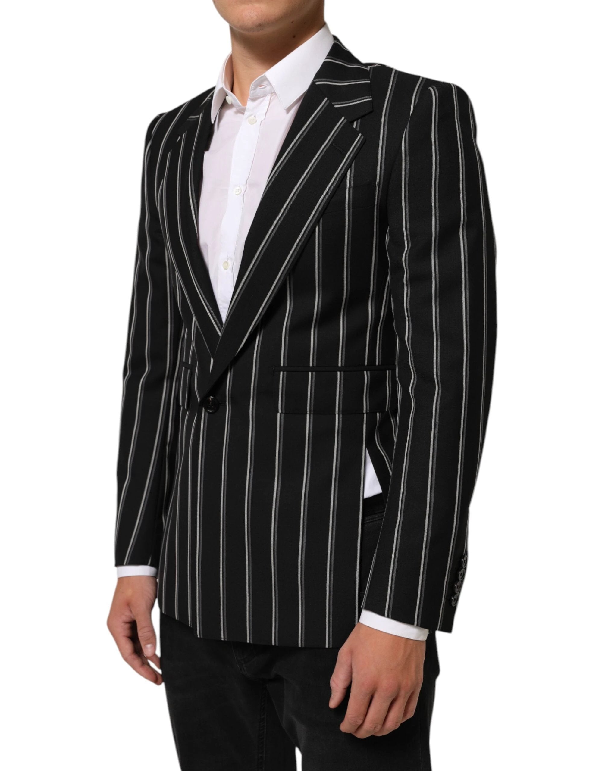 Dolce & Gabbana Black Stripes SICILIA 1 Button Suit Blazer by Dolce & Gabbana