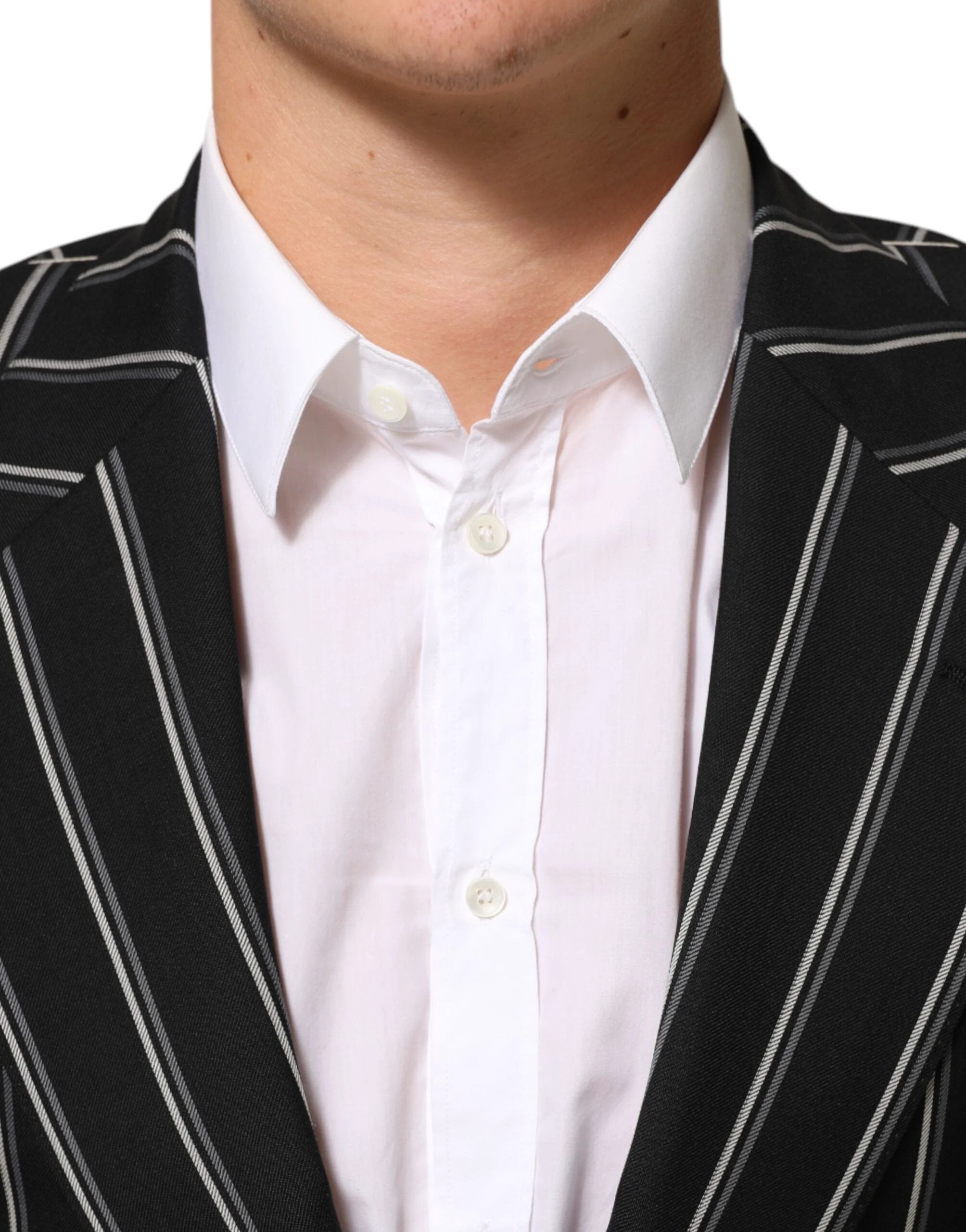 Dolce & Gabbana Black Stripes SICILIA 1 Button Suit Blazer by Dolce & Gabbana