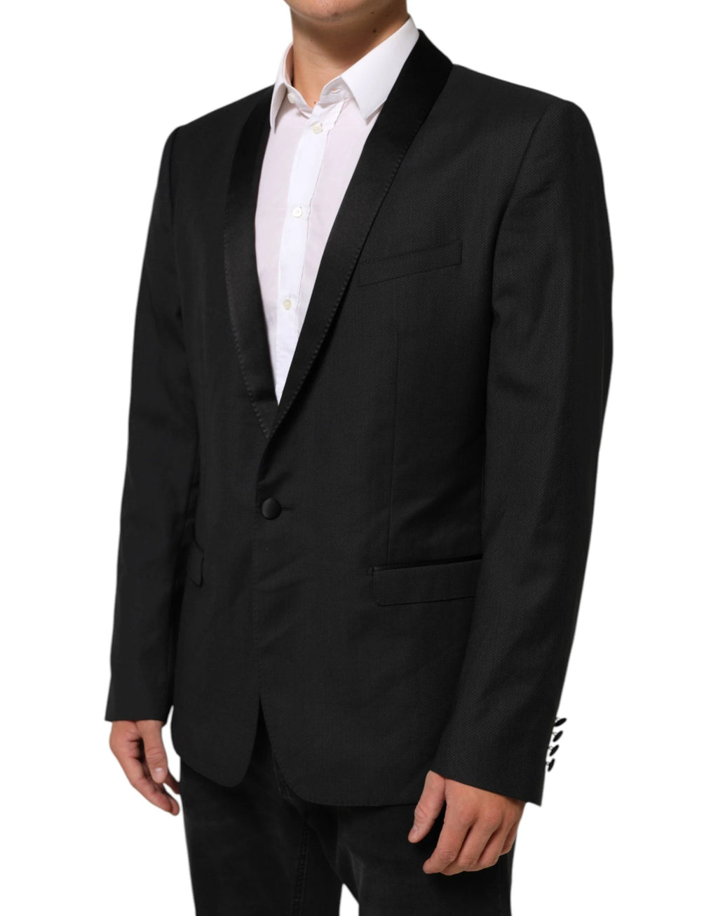 Dolce & Gabbana Black Wool GOLD 1 Button Suit Coat Blazer by Dolce & Gabbana