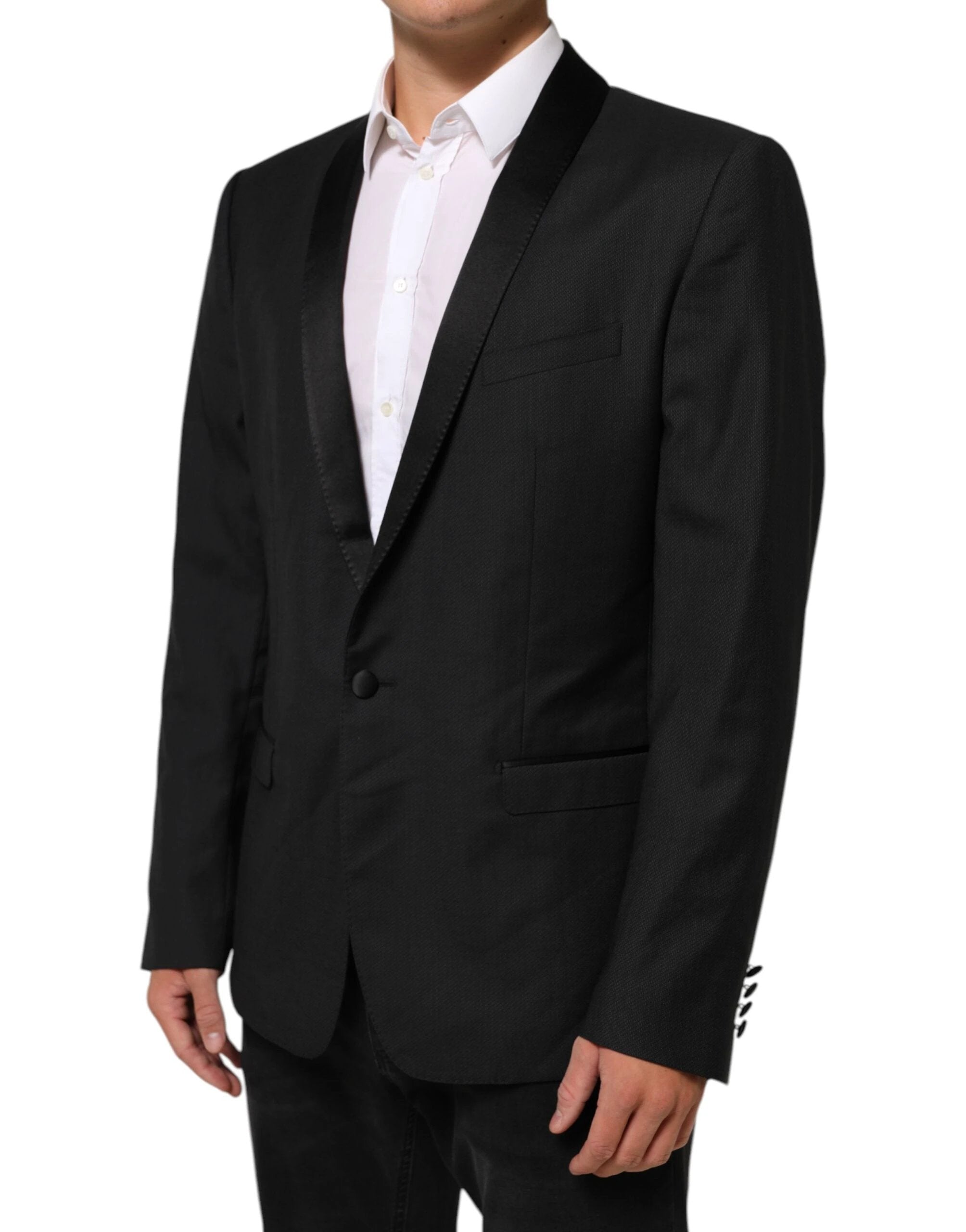 Dolce & Gabbana Black Wool GOLD 1 Button Suit Coat Blazer by Dolce & Gabbana