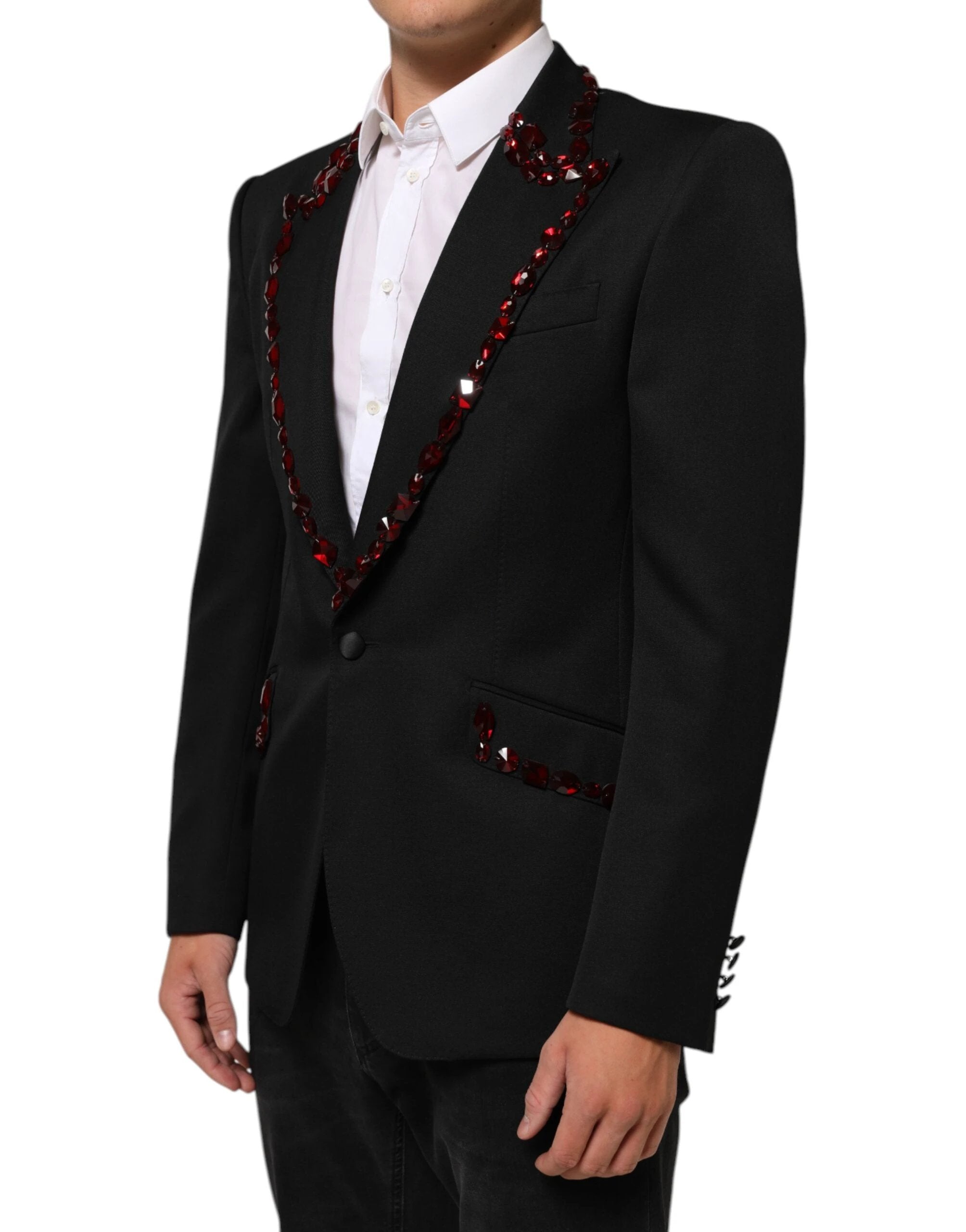 Dolce & Gabbana Black SICILIA Crystal Embellished Men Blazer by Dolce & Gabbana