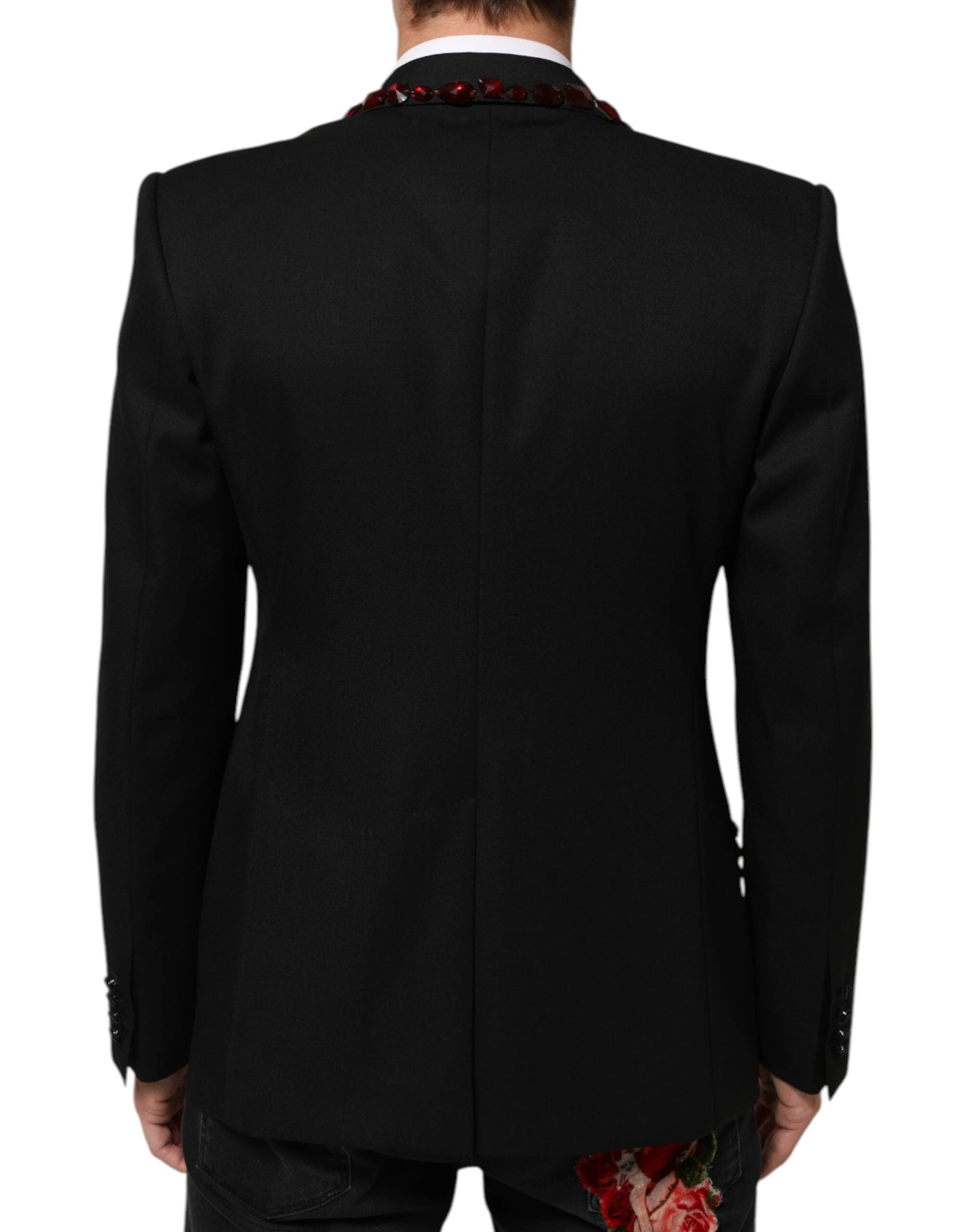 Dolce & Gabbana Black SICILIA Crystal Embellished Men Blazer by Dolce & Gabbana