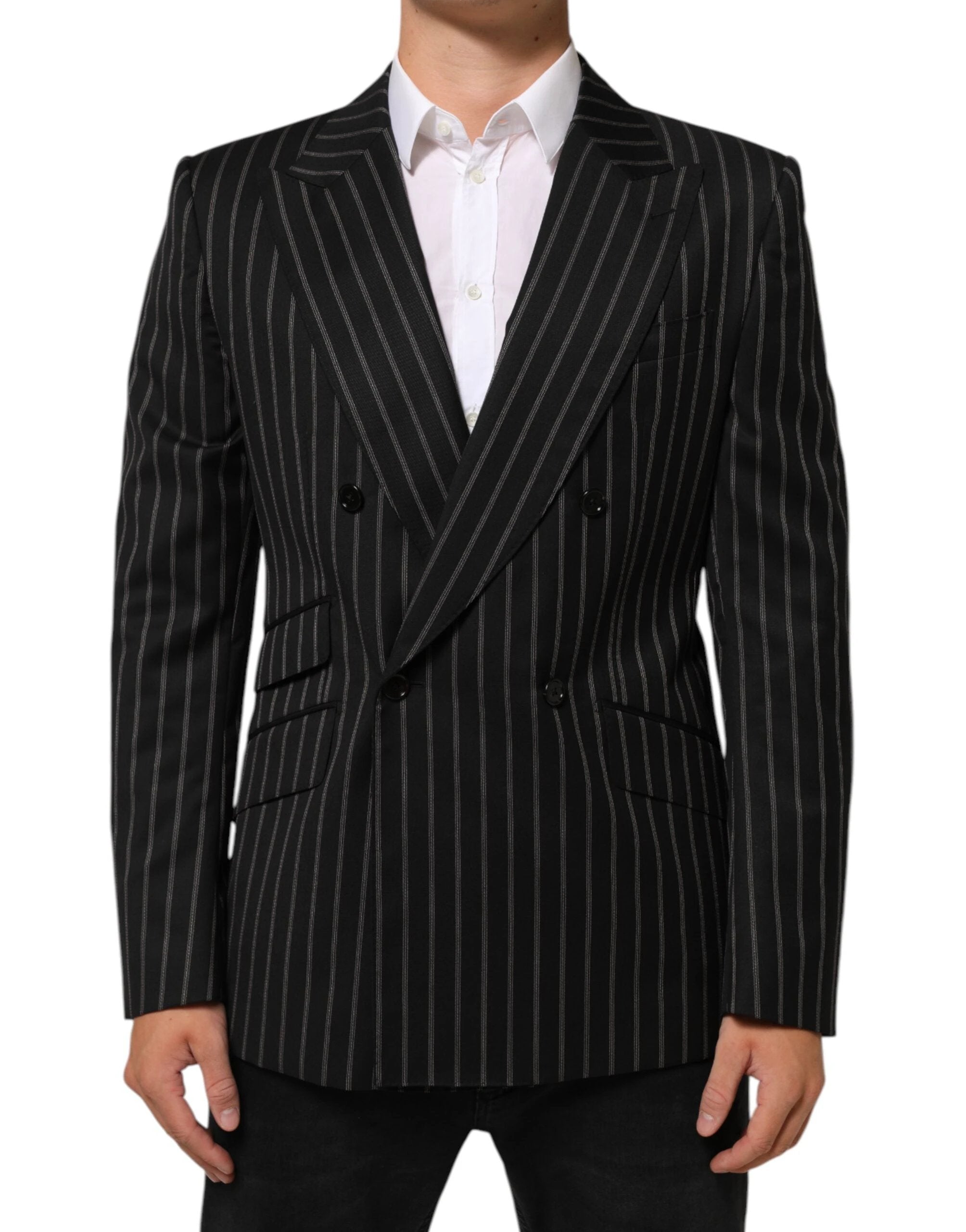 Dolce & Gabbana Black Stripes SICILIA 1 Button Suit Blazer by Dolce & Gabbana