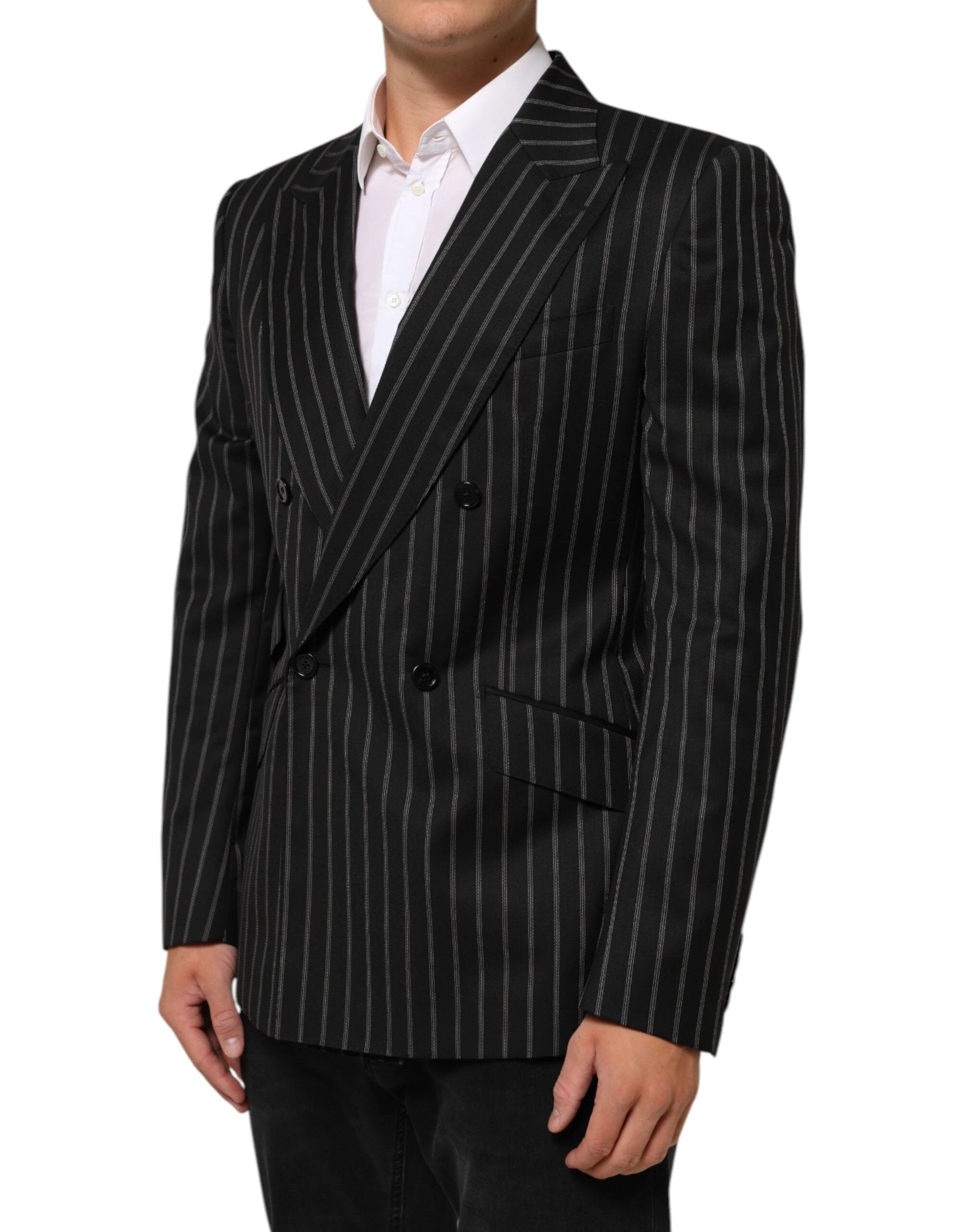Dolce & Gabbana Black Stripes SICILIA 1 Button Suit Blazer by Dolce & Gabbana