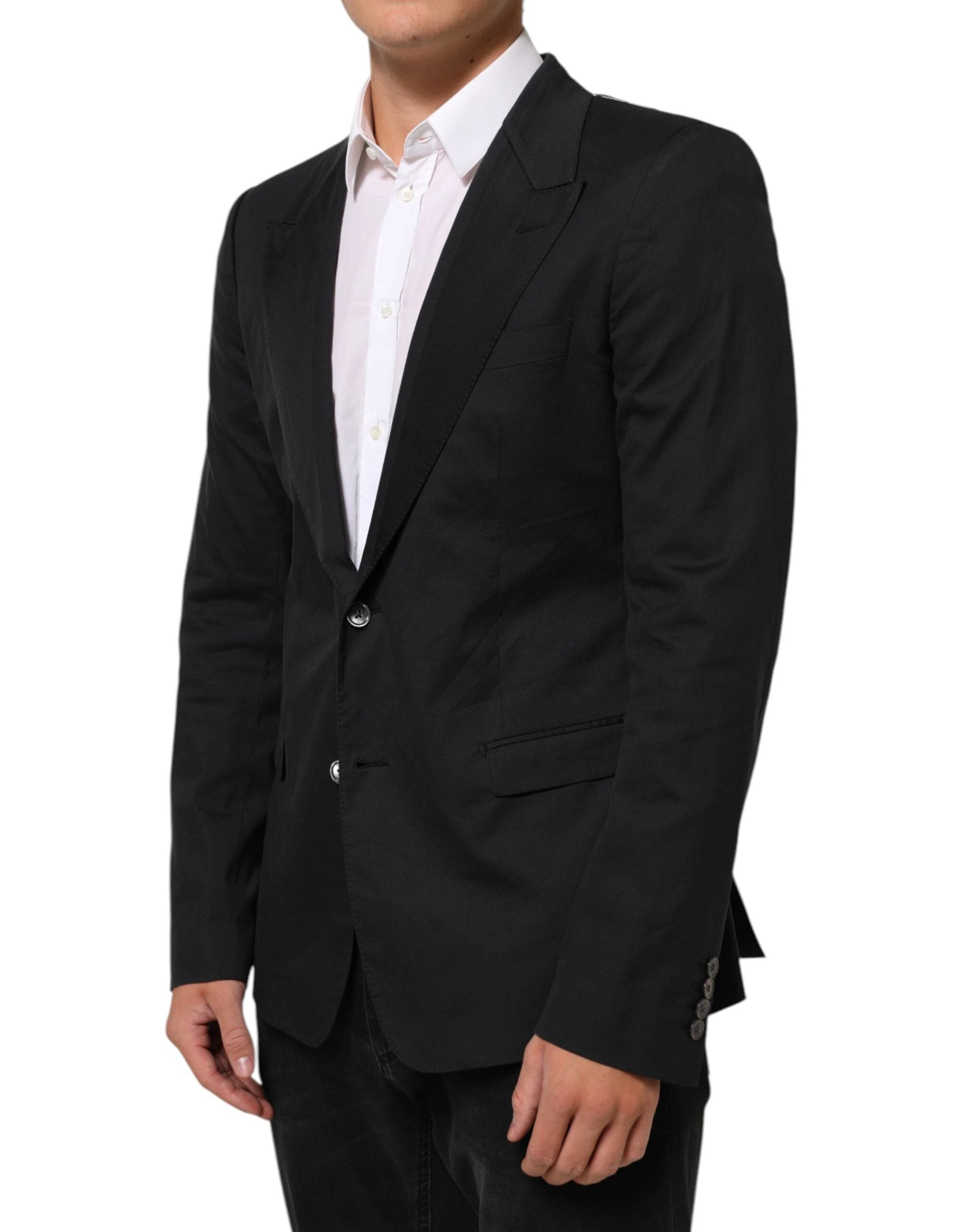 Dolce & Gabbana Black Cotton 2 Buttons Suit Jacket Blazer by Dolce & Gabbana