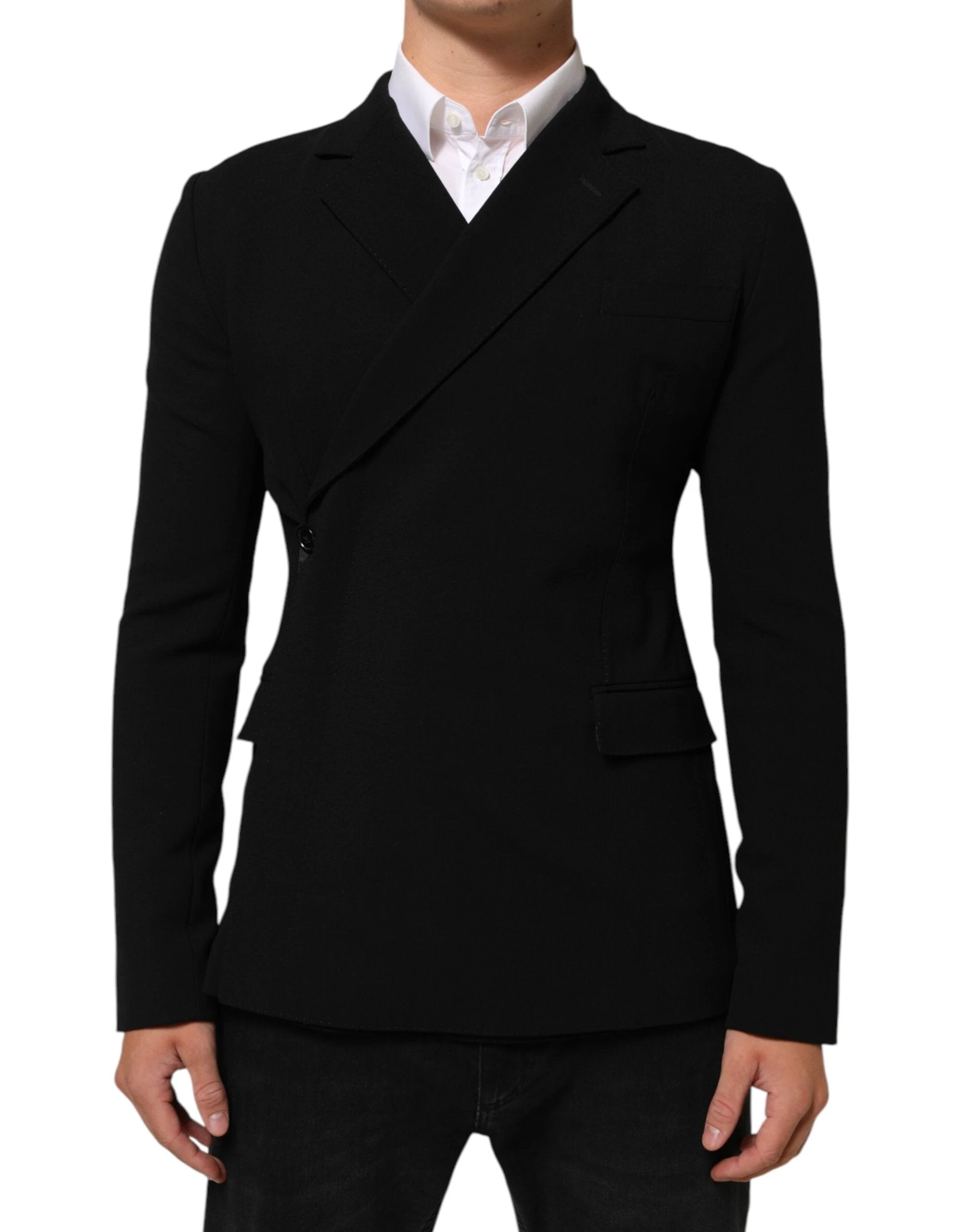 Dolce & Gabbana Black Wool Double Breasted Men Jacket Blazer by Dolce & Gabbana