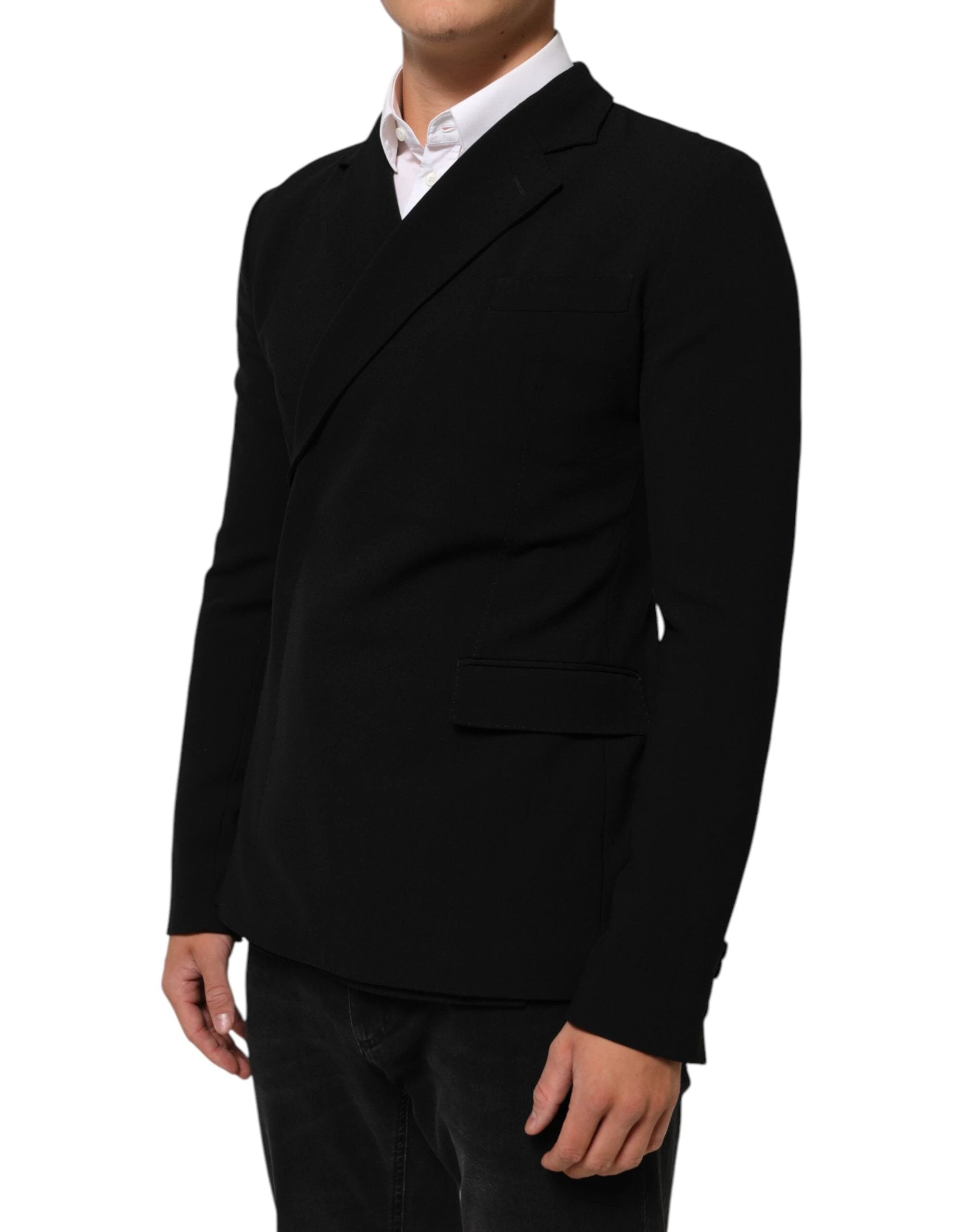 Dolce & Gabbana Black Wool Double Breasted Men Jacket Blazer by Dolce & Gabbana