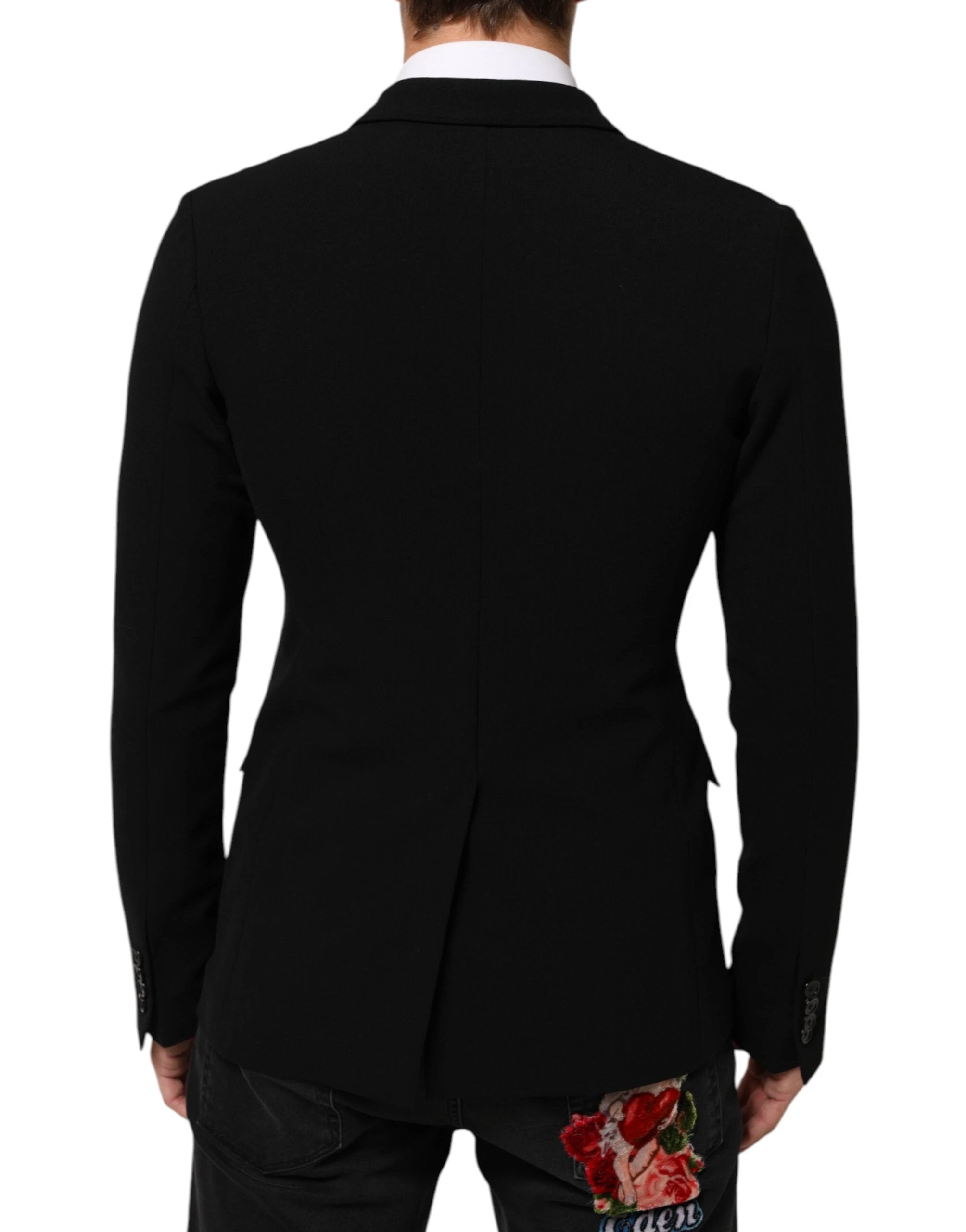 Dolce & Gabbana Black Wool Double Breasted Men Jacket Blazer by Dolce & Gabbana