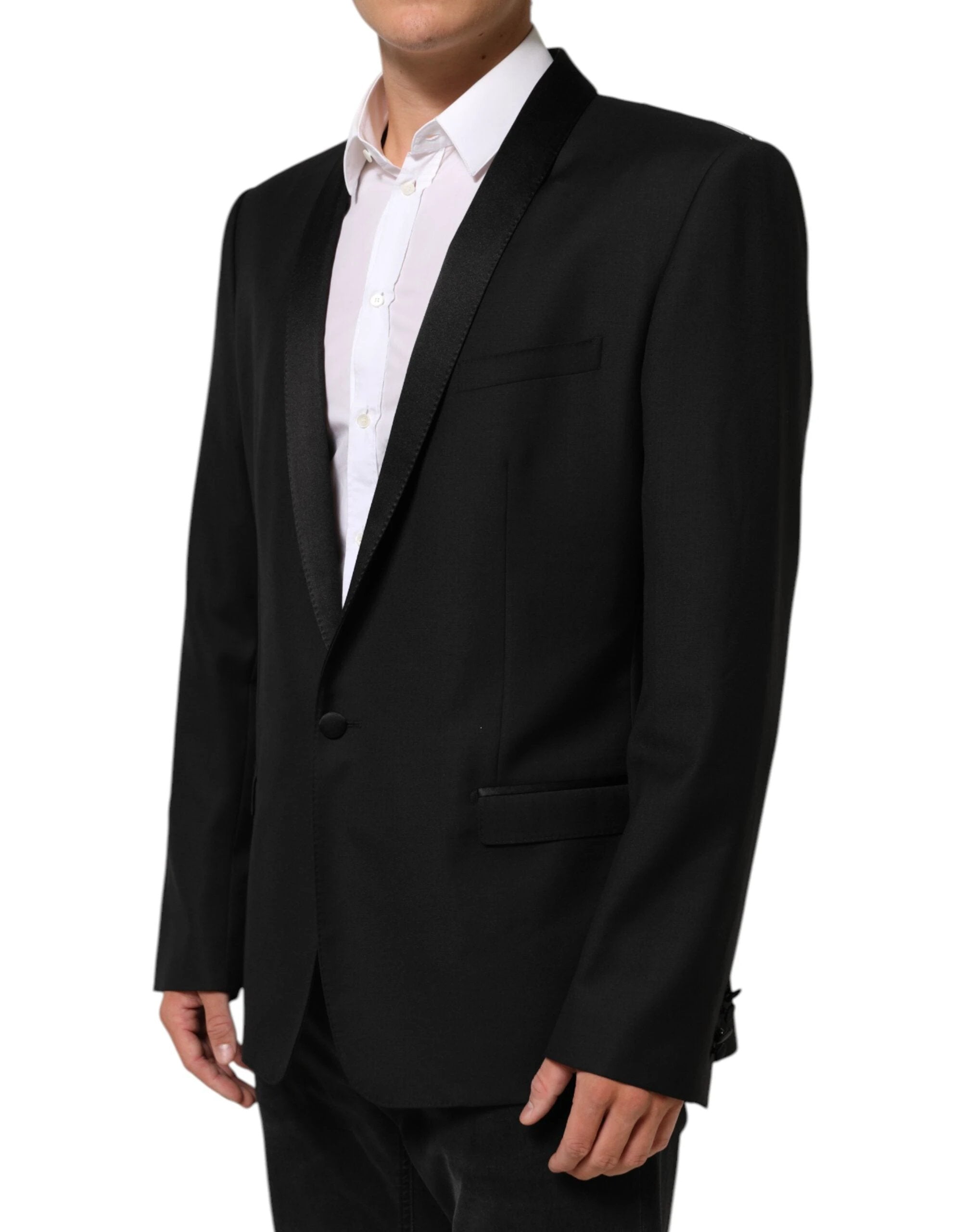 Dolce & Gabbana Black Wool GOLD 1 Button Men Suit Blazer by Dolce & Gabbana