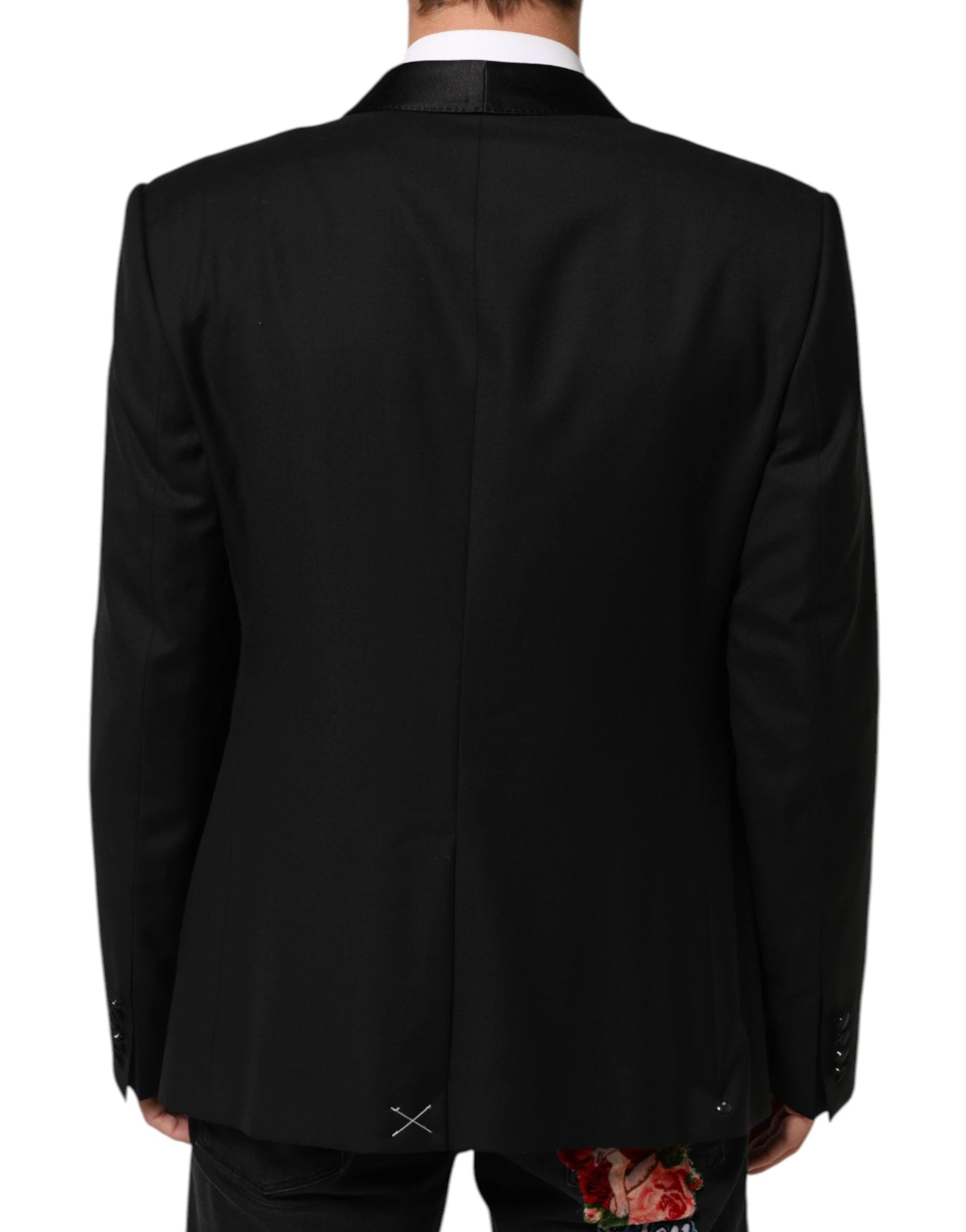 Dolce & Gabbana Black Wool GOLD 1 Button Men Suit Blazer by Dolce & Gabbana