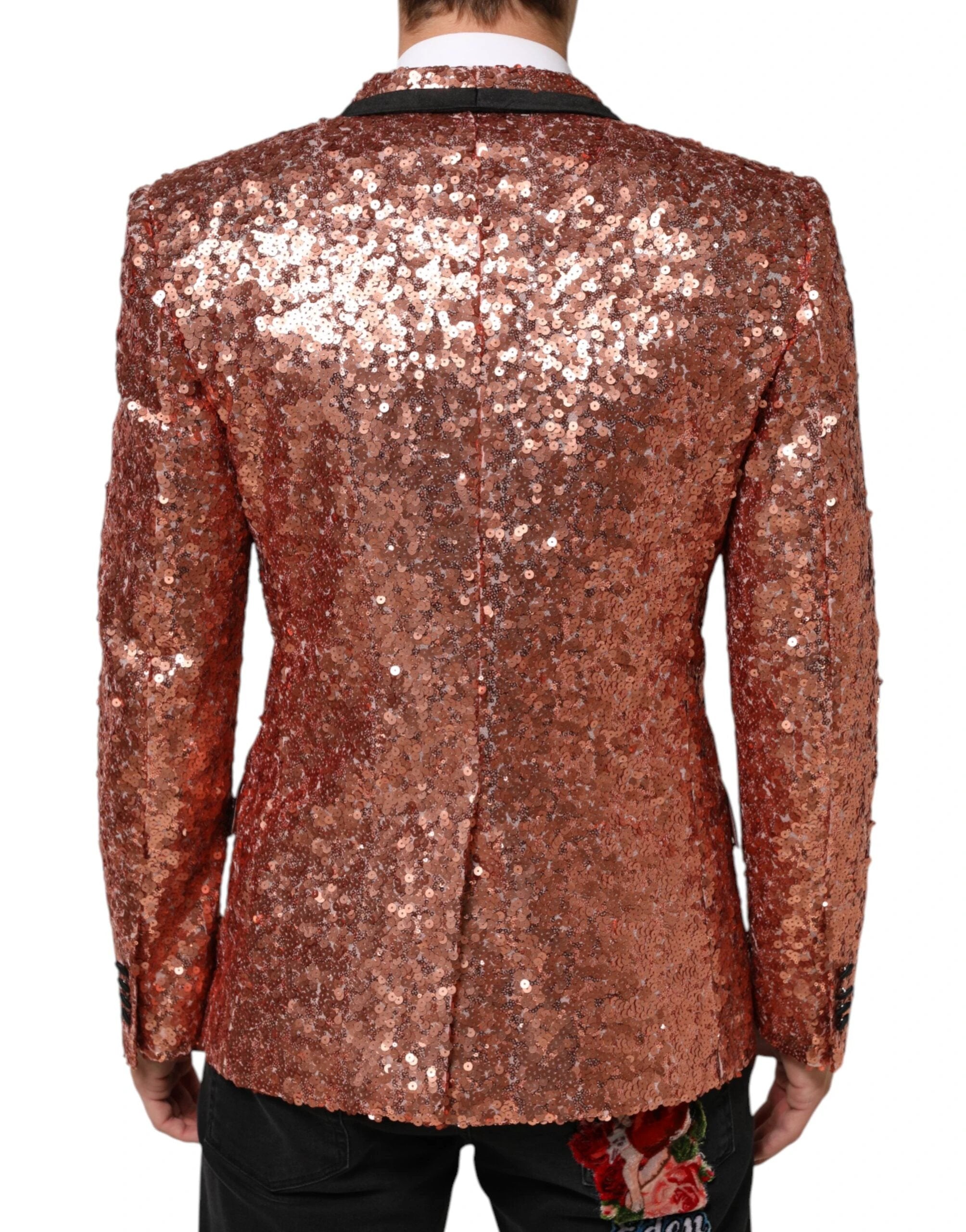 Dolce & Gabbana Pink Sequin SICILIA 1 Button Men Suit Blazer by Dolce & Gabbana