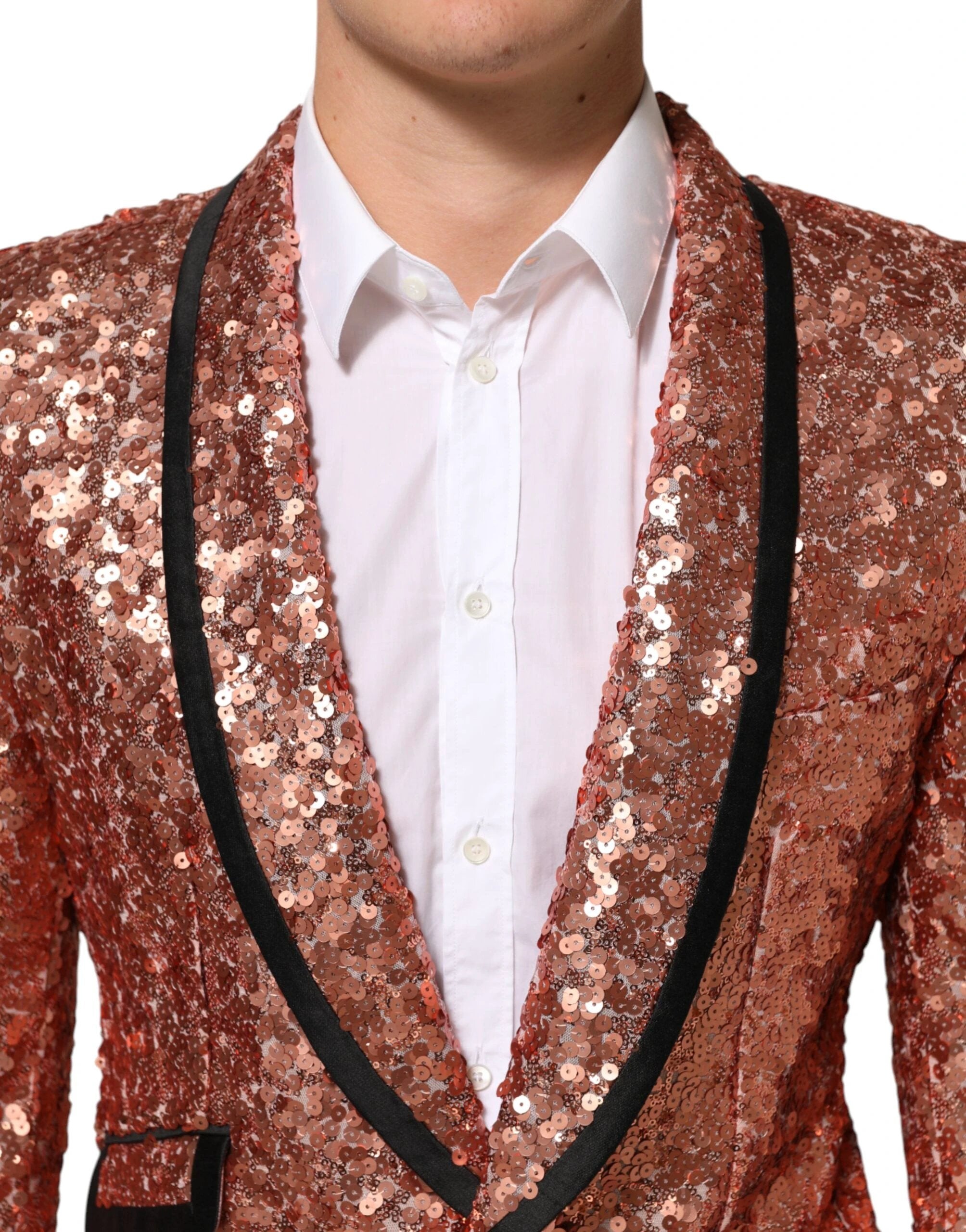 Dolce & Gabbana Pink Sequin SICILIA 1 Button Men Suit Blazer by Dolce & Gabbana
