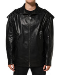 Dolce & Gabbana Black Leather Full Zip Biker Blouson Jacket by Dolce & Gabbana