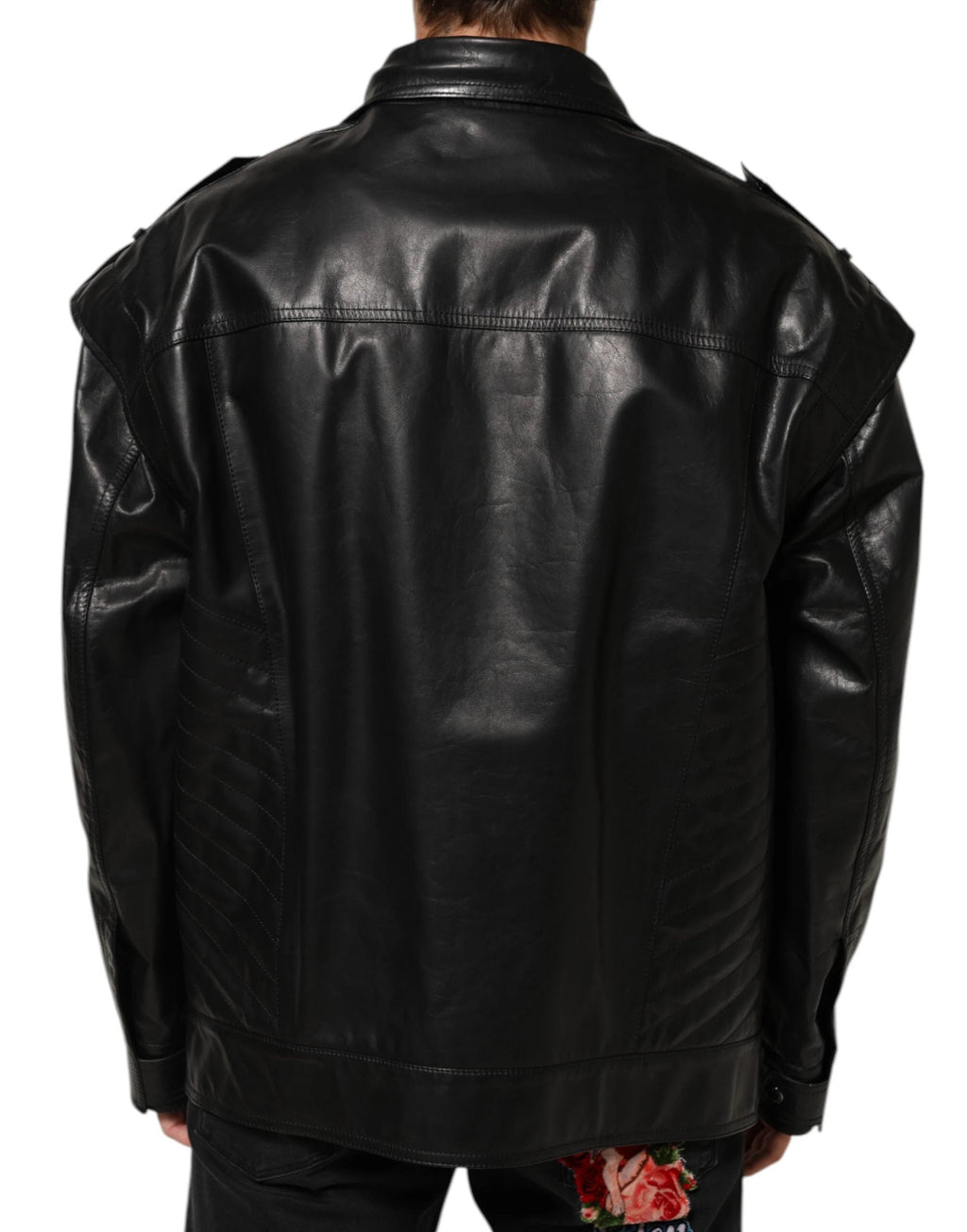 Dolce & Gabbana Black Leather Full Zip Biker Blouson Jacket by Dolce & Gabbana