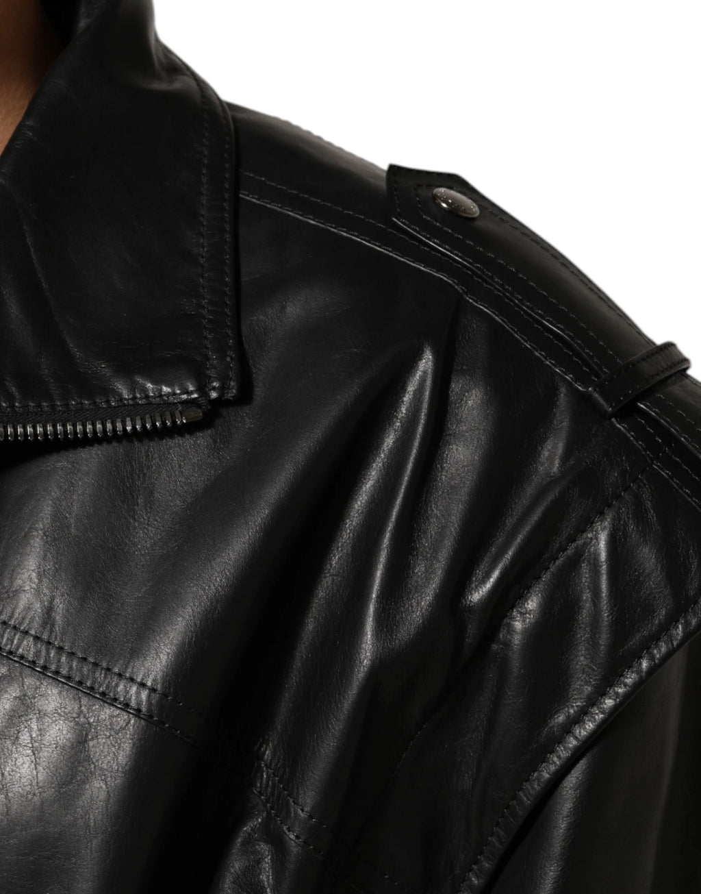 Dolce & Gabbana Black Leather Full Zip Biker Blouson Jacket by Dolce & Gabbana