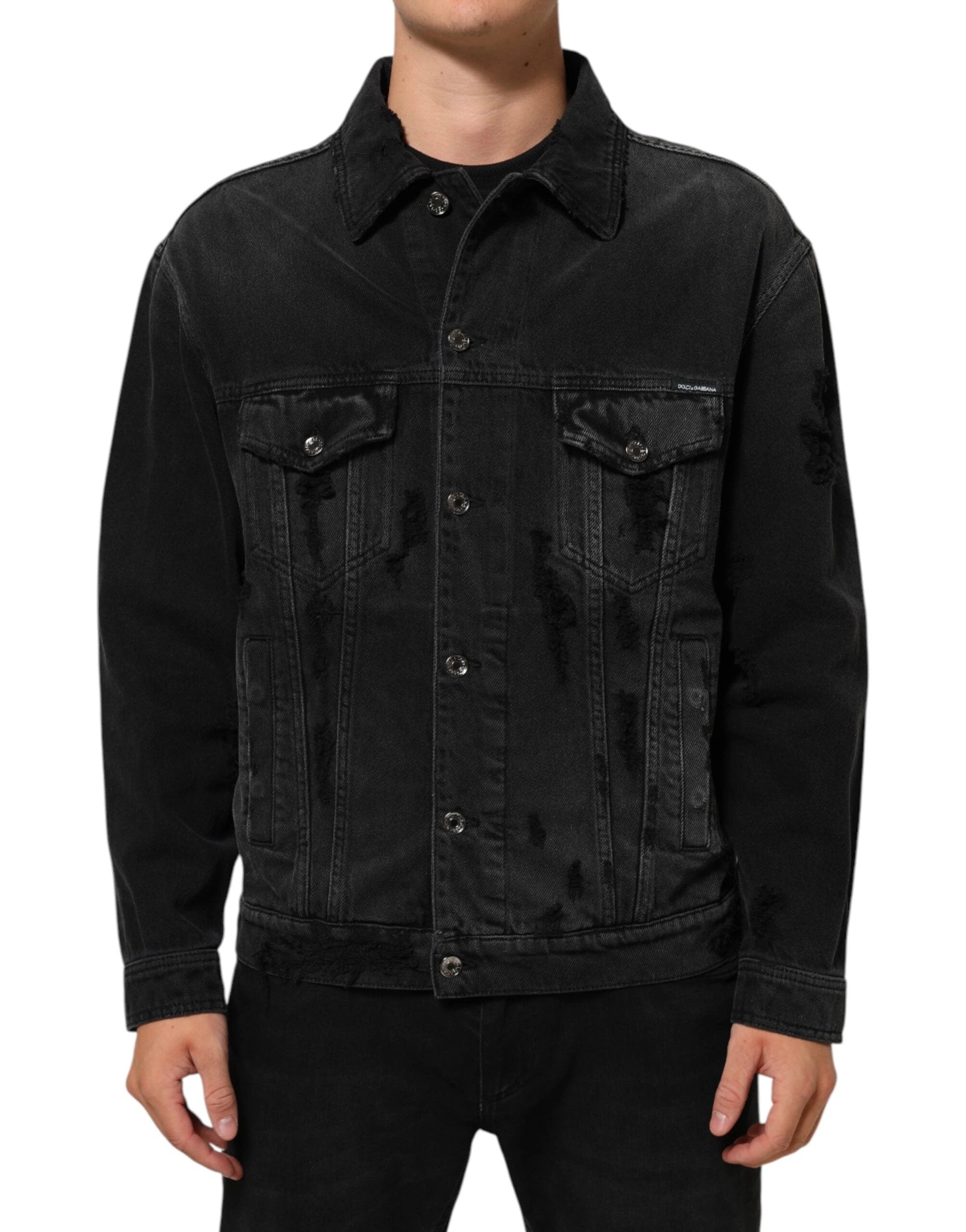 Dolce & Gabbana Black Cotton Stretch Denim Blouson Jacket by Dolce & Gabbana