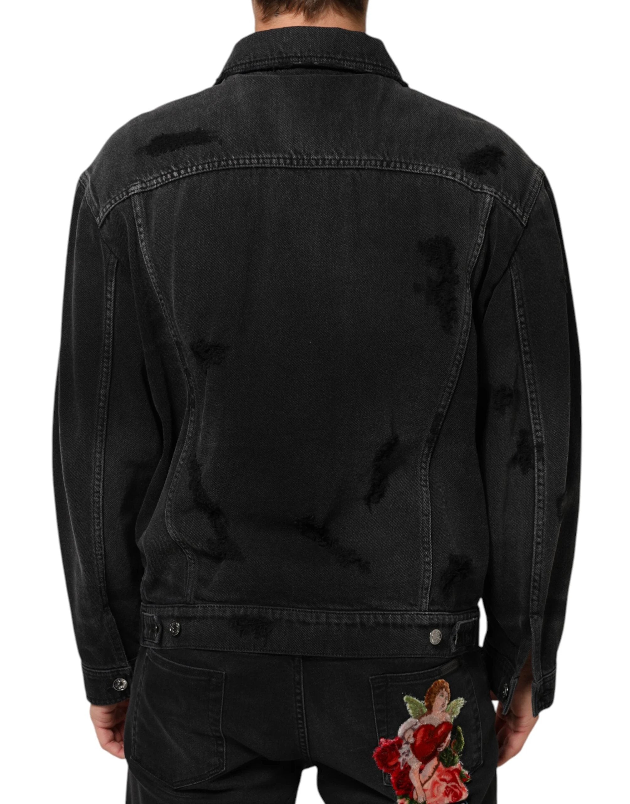 Dolce & Gabbana Black Cotton Stretch Denim Blouson Jacket by Dolce & Gabbana