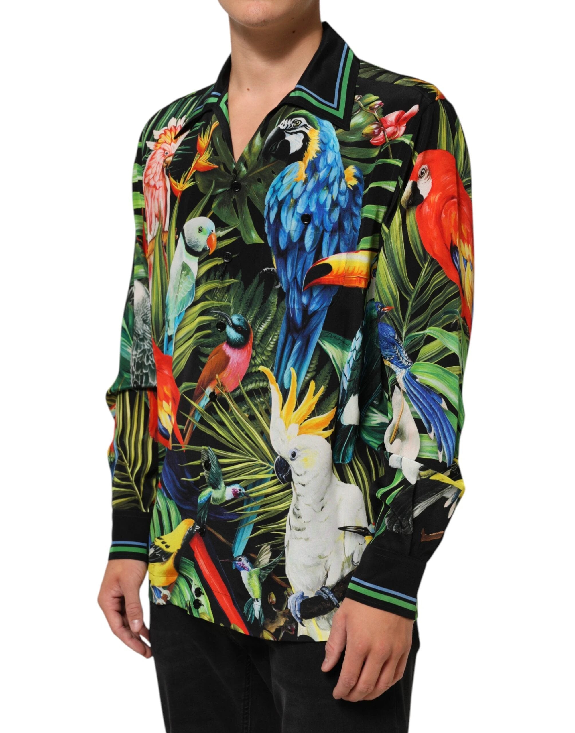 Dolce & Gabbana Multicolor Parrot Print Lounge Casual Shirt by Dolce & Gabbana