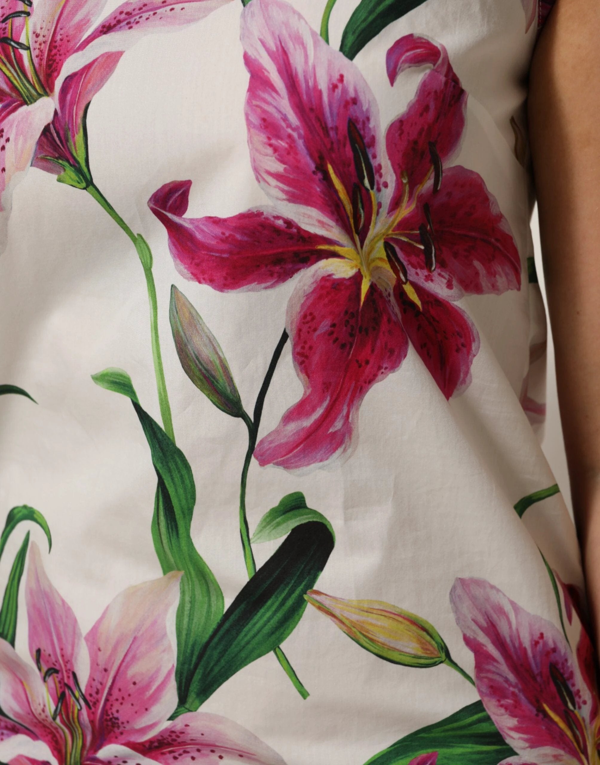 Dolce & Gabbana White Cotton Floral Sleeveless Mini Dress by Dolce & Gabbana