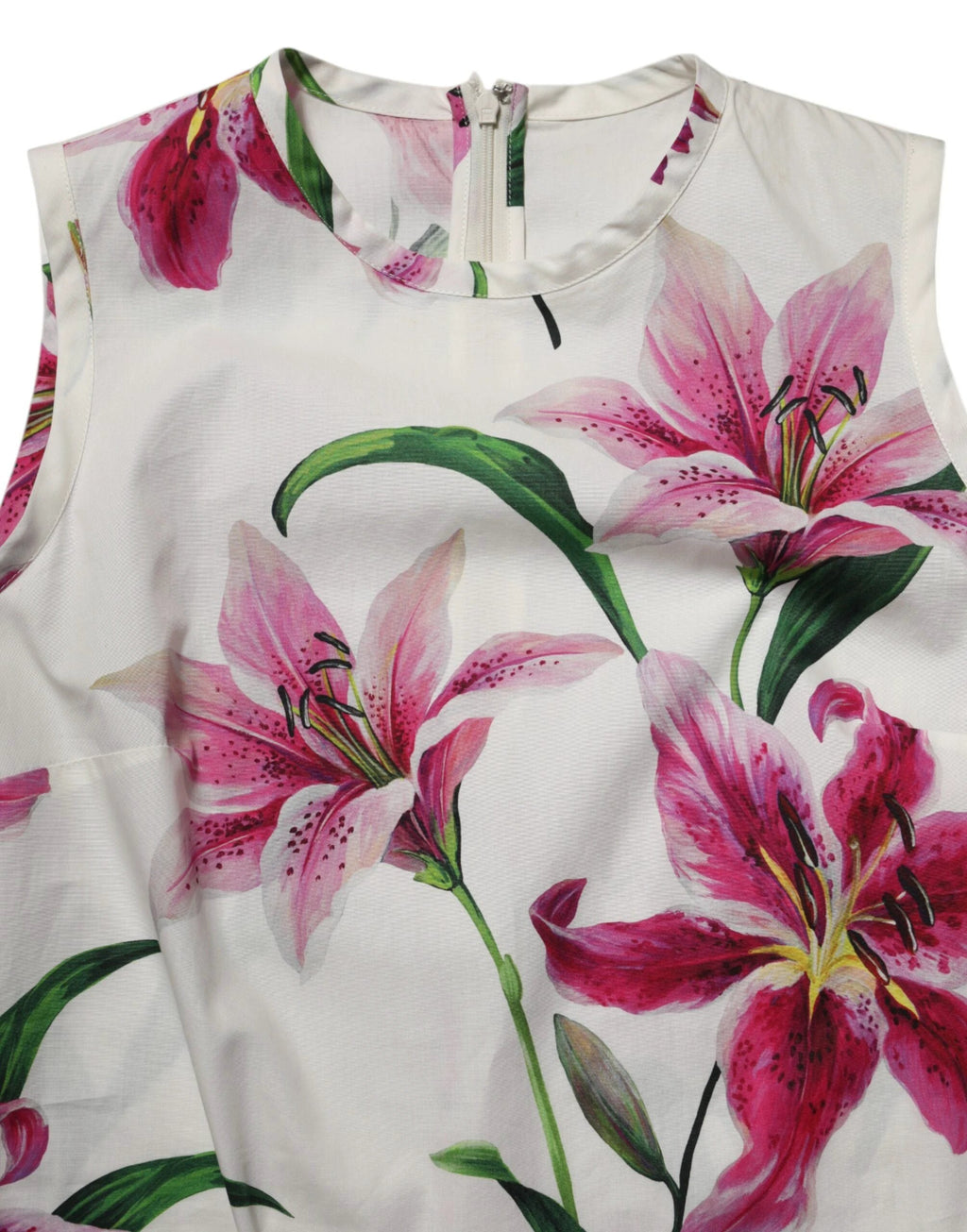 Dolce & Gabbana White Cotton Floral Sleeveless Mini Dress by Dolce & Gabbana