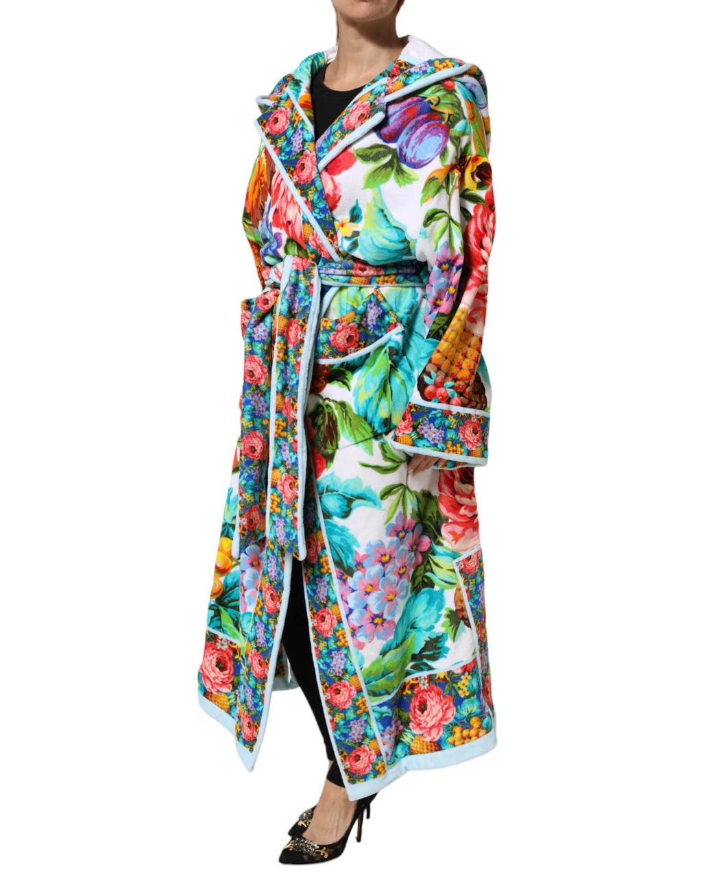 Dolce & Gabbana Multicolor Floral Print Belted Bathrobe Coat Jacket by Dolce & Gabbana