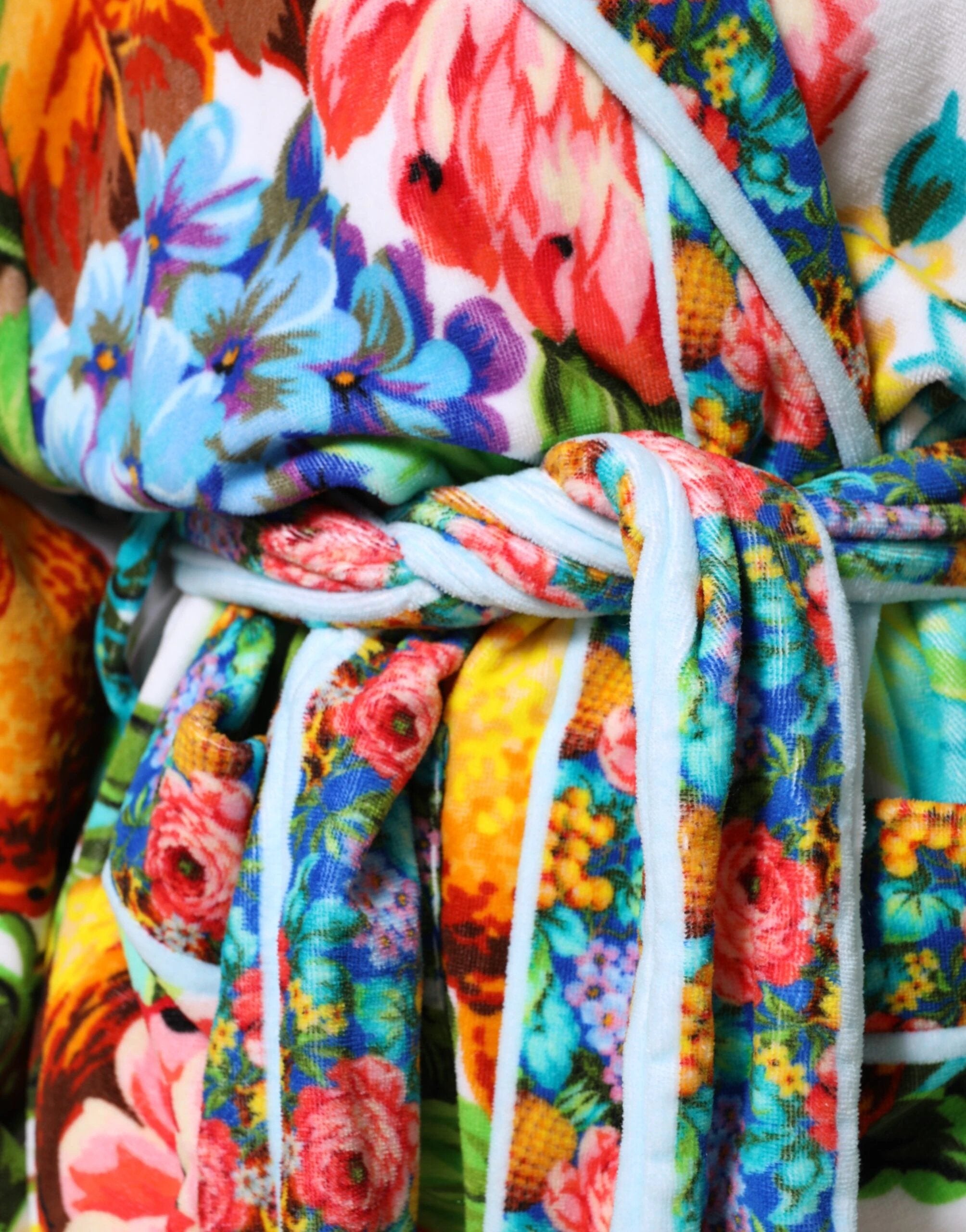 Dolce & Gabbana Multicolor Floral Print Belted Bathrobe Coat Jacket by Dolce & Gabbana