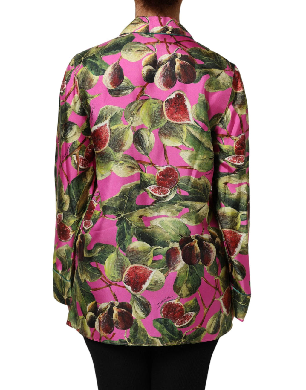 Dolce & Gabbana Hot Pink Fig Printed Silk Shirt Blouse Top by Dolce & Gabbana